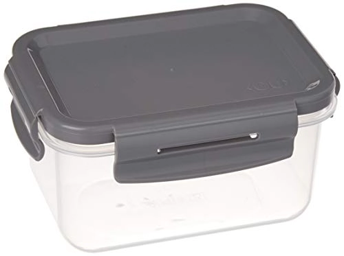 Pote Hermético 560ml Retangular Trava Click Mantimentos Chumbo
