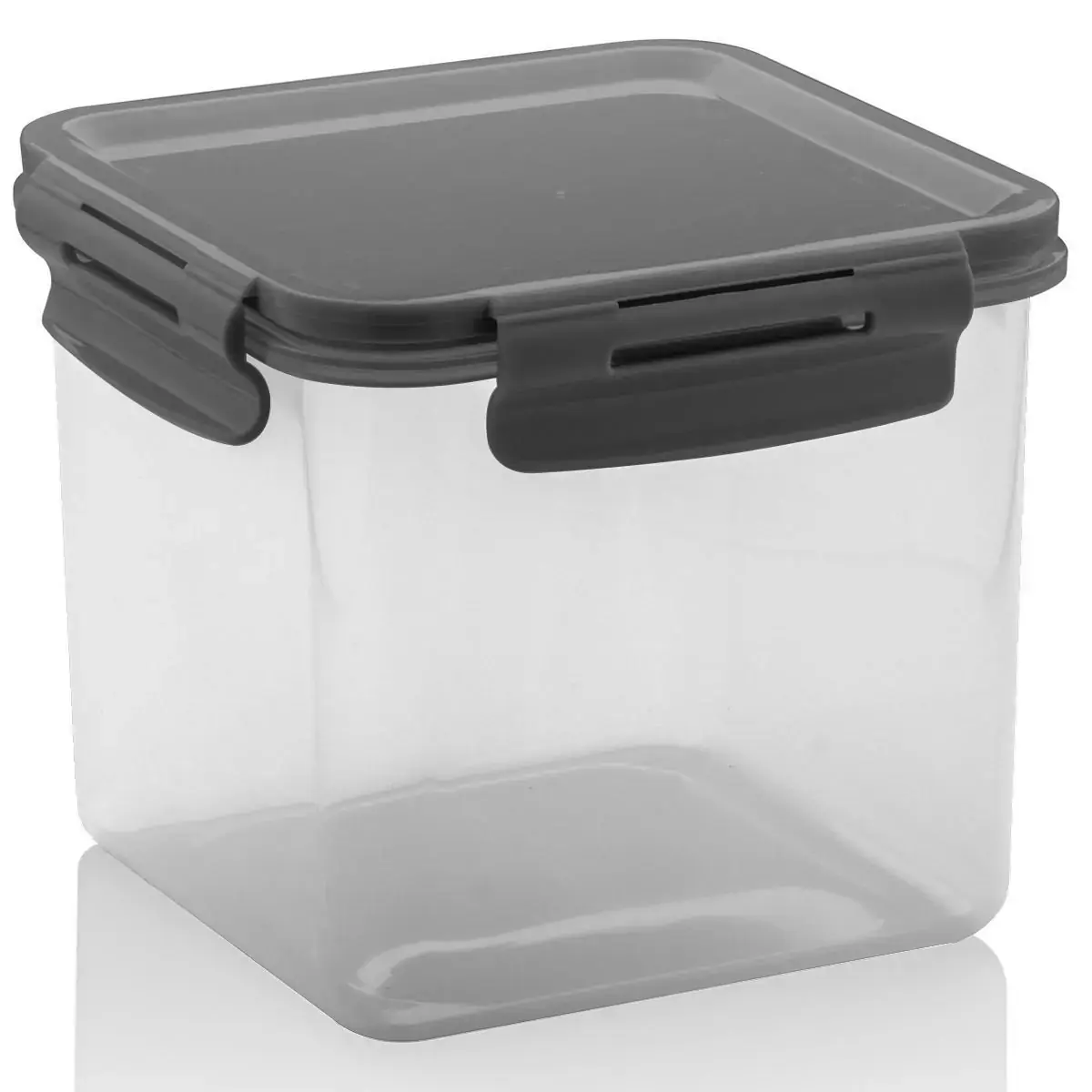 Pote Hermético Alimentos Trava Click Quadrado Vedação 1500ml Chumbo