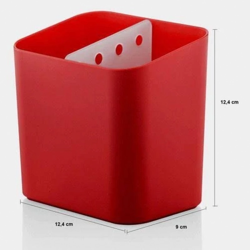 Escorredor De Talheres Garfo Faca Colher Pia Bancada Louça Vermelho