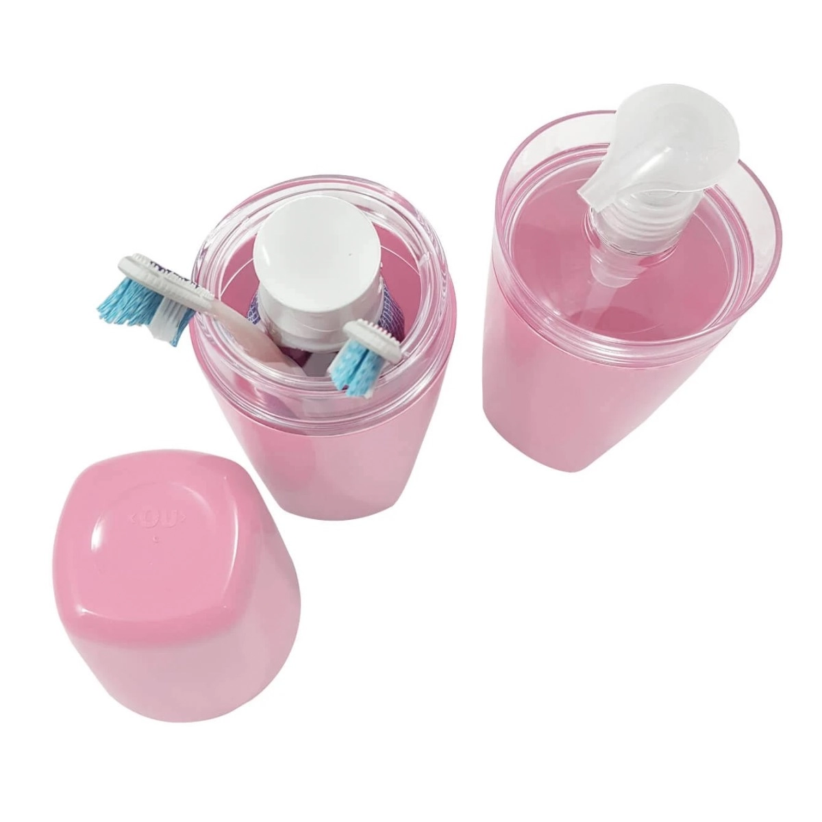 Conjunto Banheiro 2 Peças Saboneteira E Porta Escovas Pia Rosa Quartzo