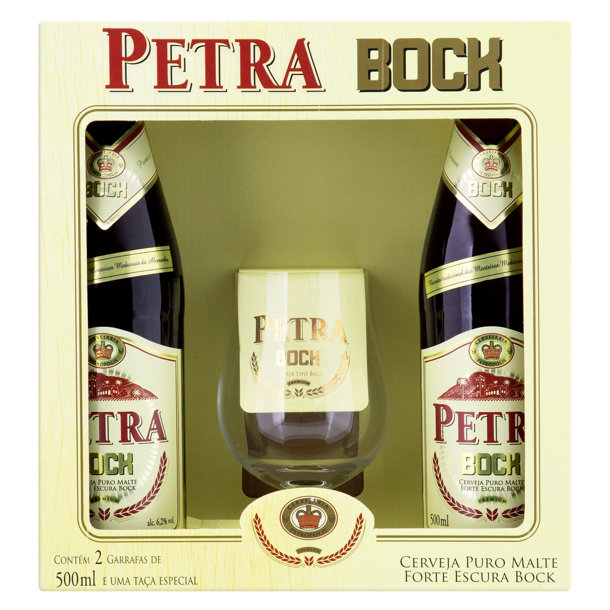 Kit Taça 2 Cervejas Bock Puro Malte Petra Premium 500ml Cada