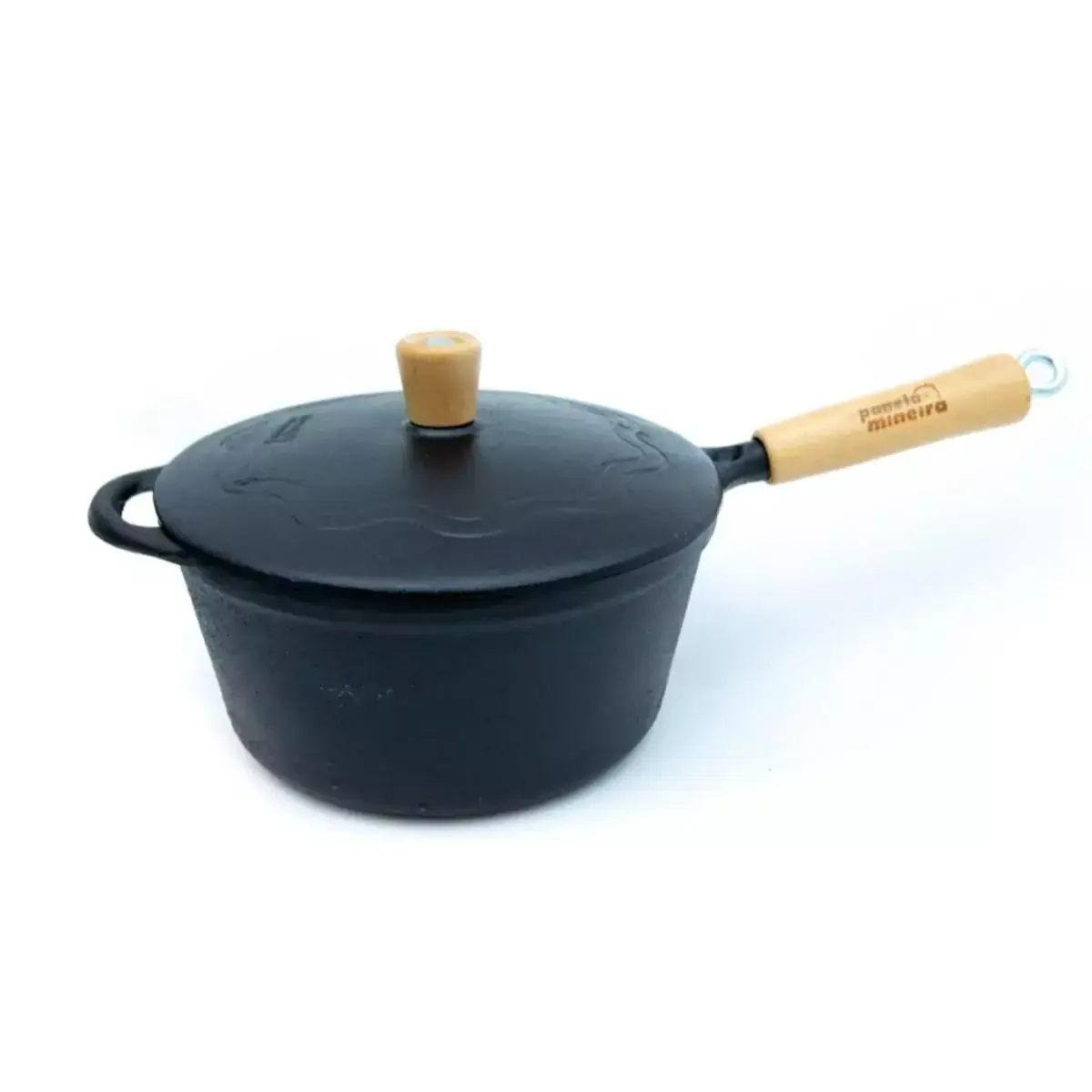 Caçarola Alça de Madeira Tampa de Ferro 1,7 litros 19 cm