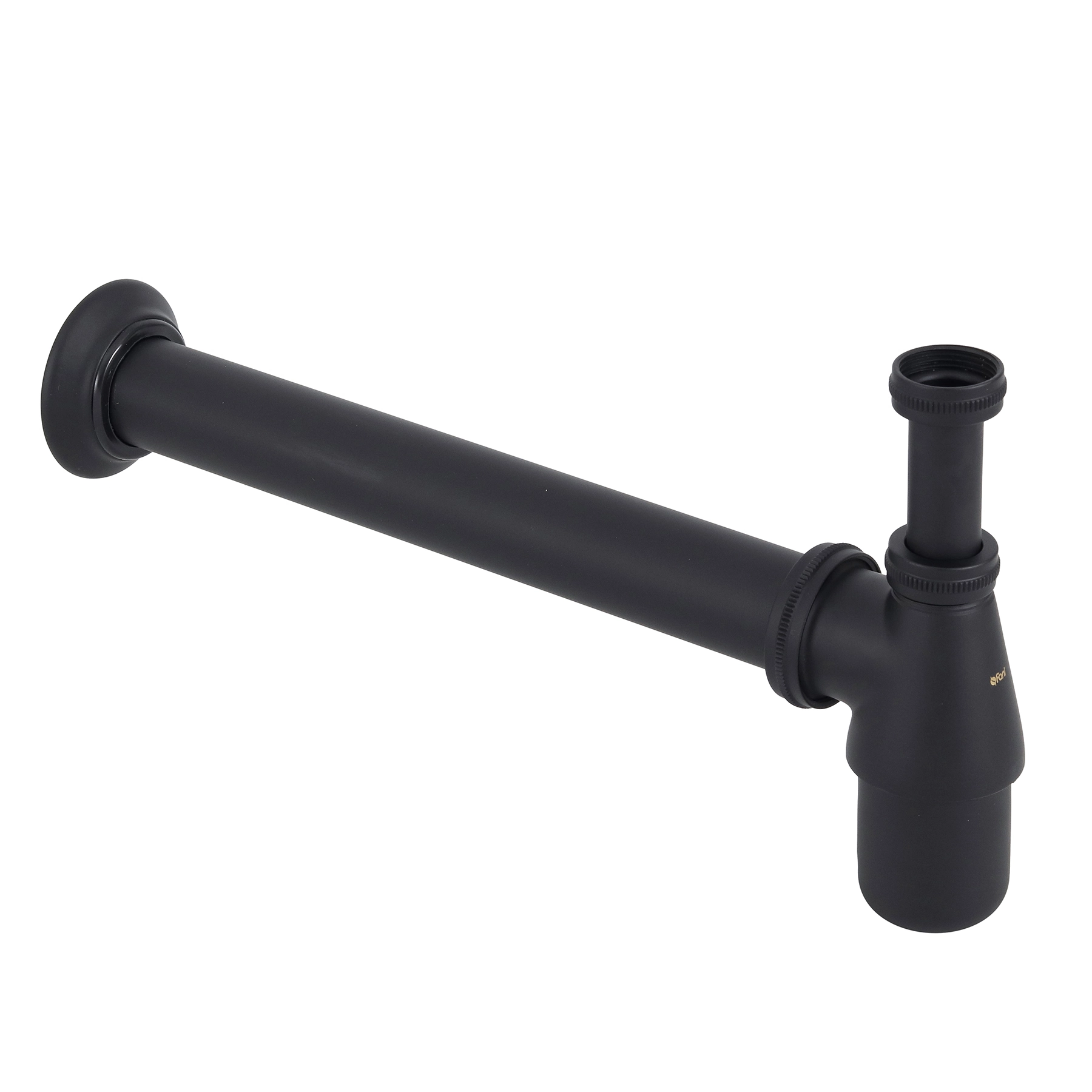 Sifão com Copo para Banheiro Industrial Preto Fosco 1" e 1x1.1/2" 30cm Fani