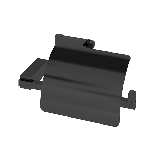 Porta Papel Higienico de Parede Simples Preto Brilhante Quartzo BL Fani