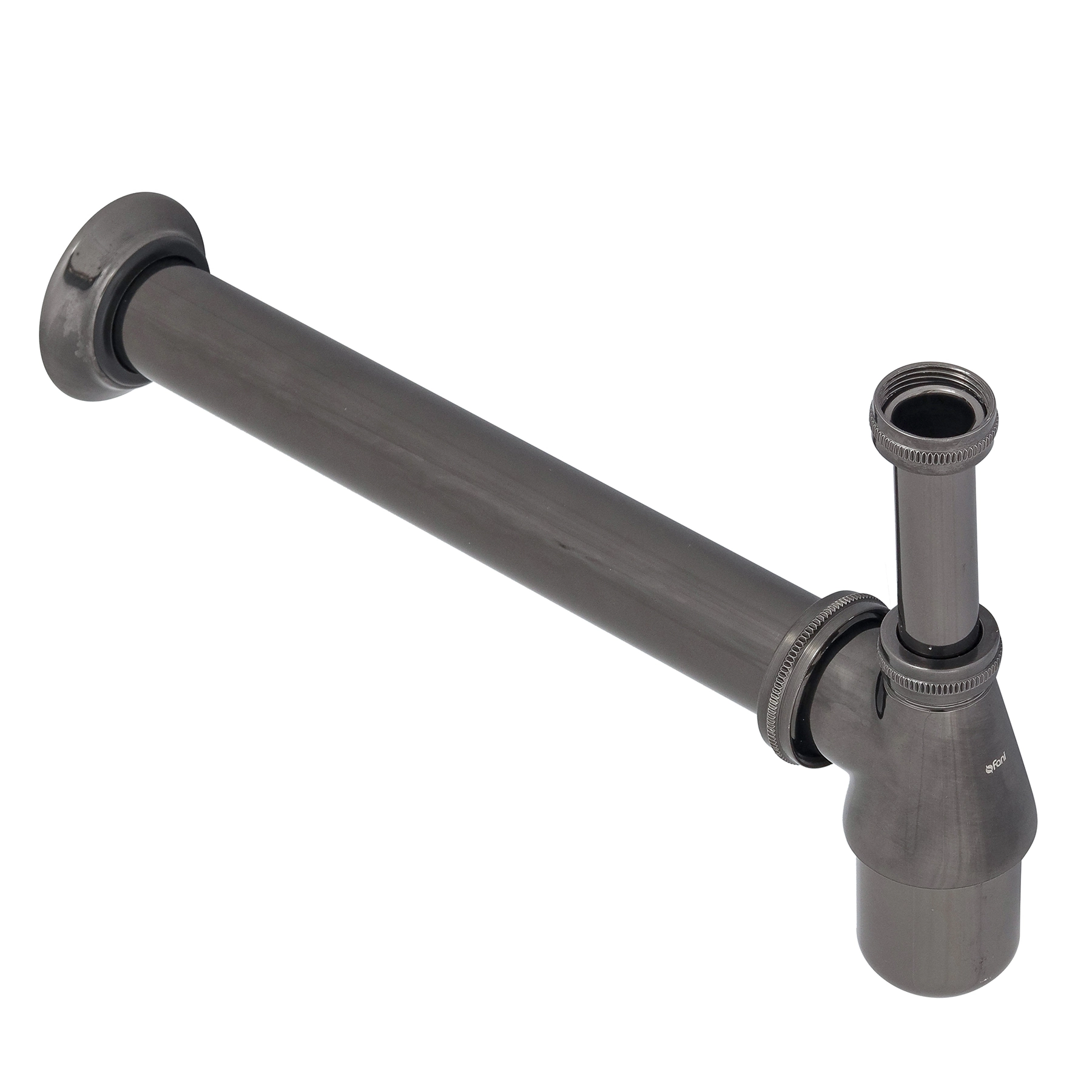 Sifão com Copo para Banheiro Metal Rígido Grafite Brilhante 1"x1/2" 30cm Fani