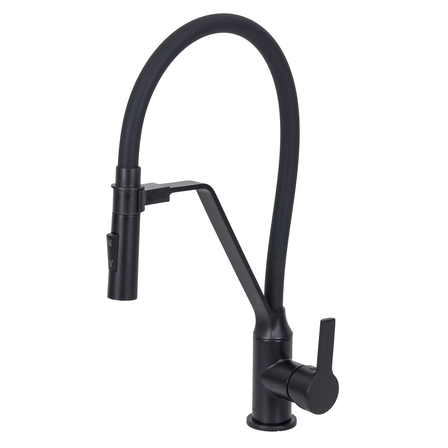 Torneira Monocomando Gourmet de Pia para Cozinha com Bica Alta Flexível Preta Fosca BK610 Fani