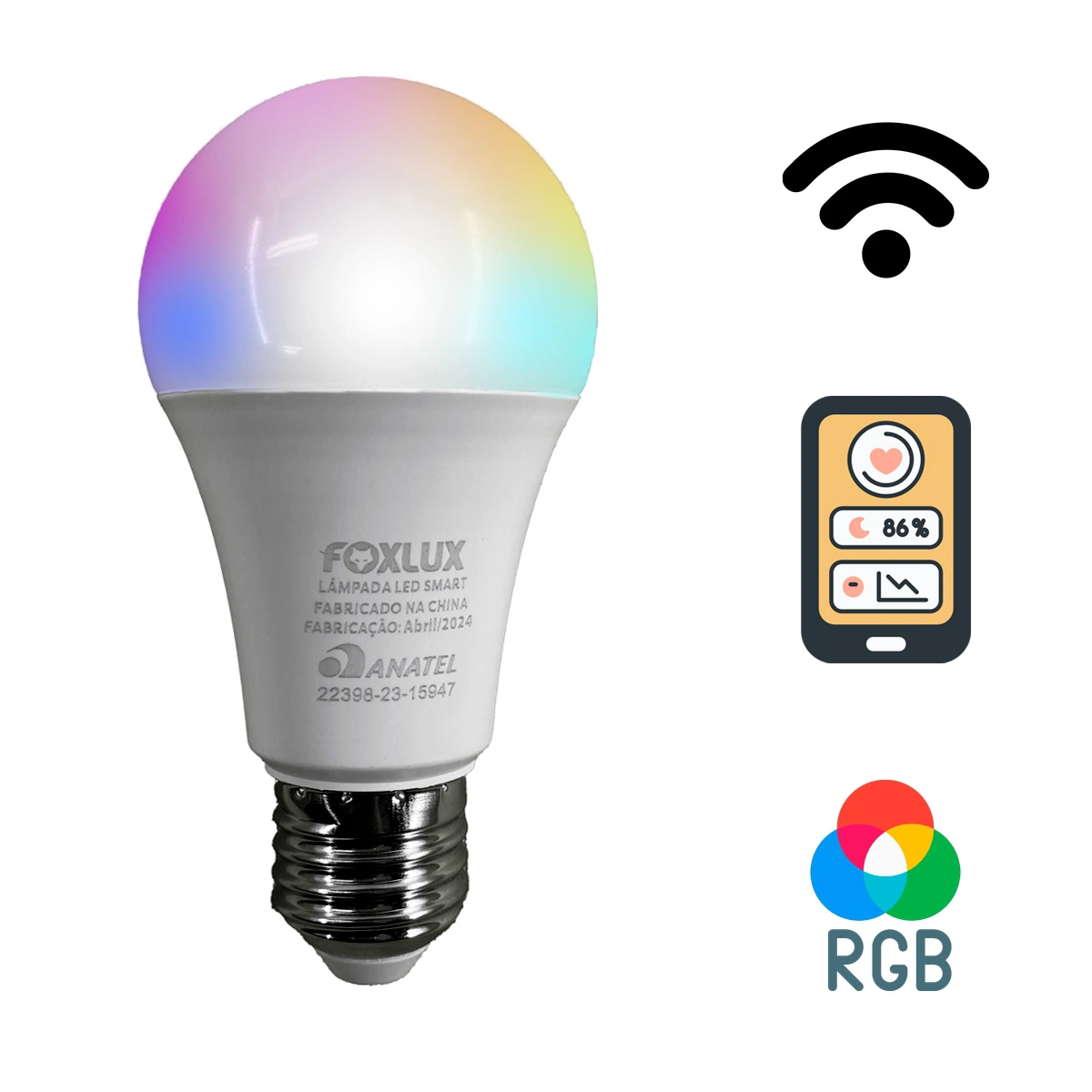 Kit 2 Lampada Inteligente Foxlux Rgb Wifi Smart Color 9w Biv