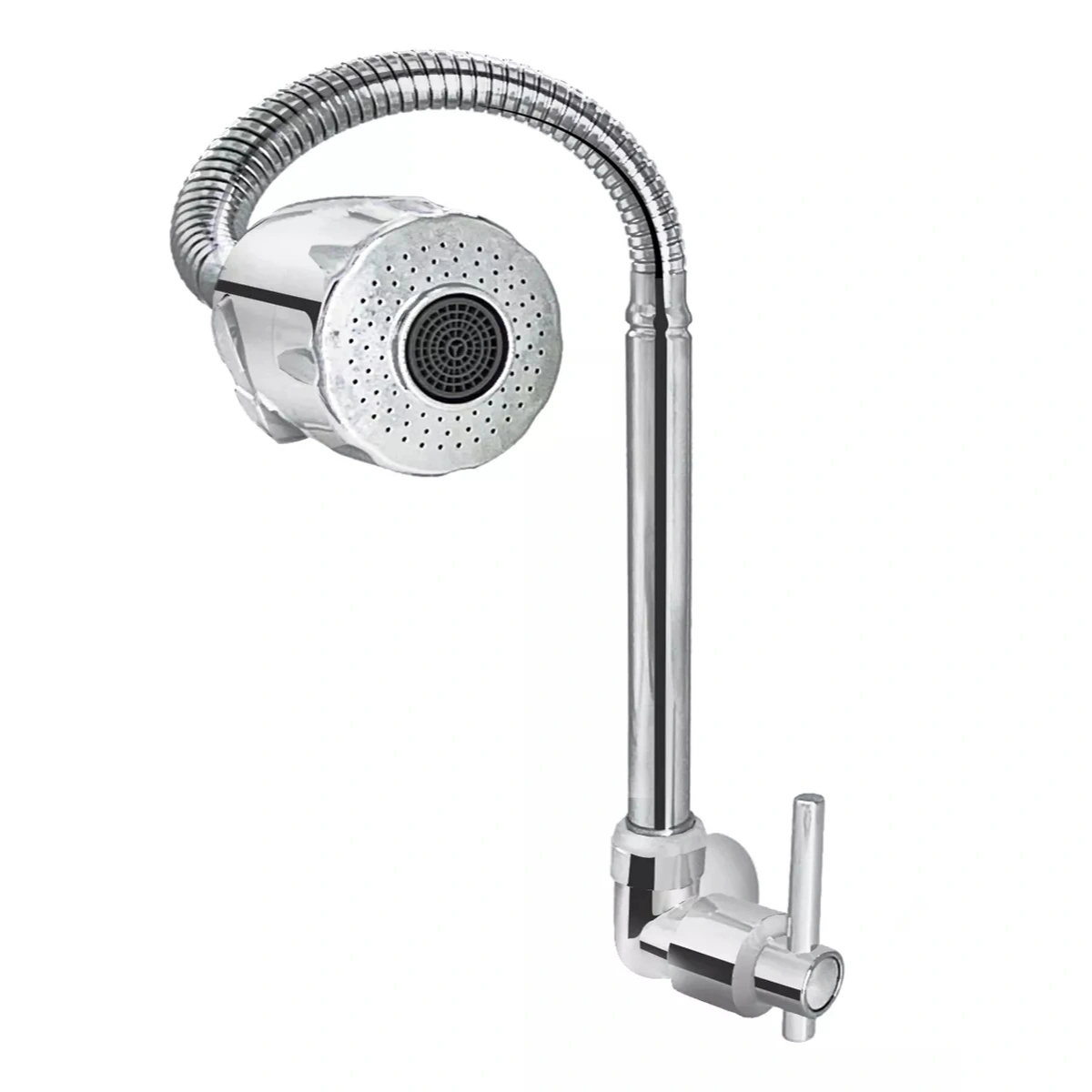 Torneira Gourmet De Parede Metal Cromado Flexível E Com Jato Ajustável Para Cozinha