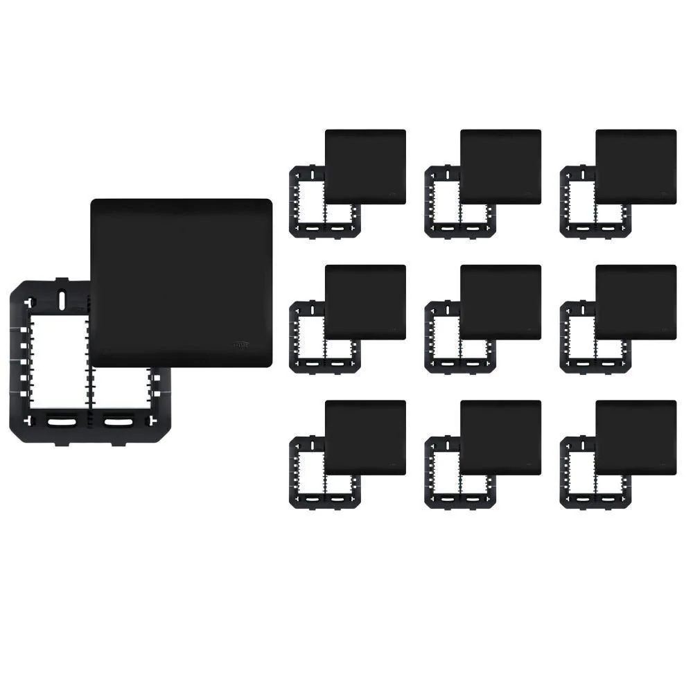 10 Placa Cega Com Suporte Fame Habitat Black 4x4 Preta