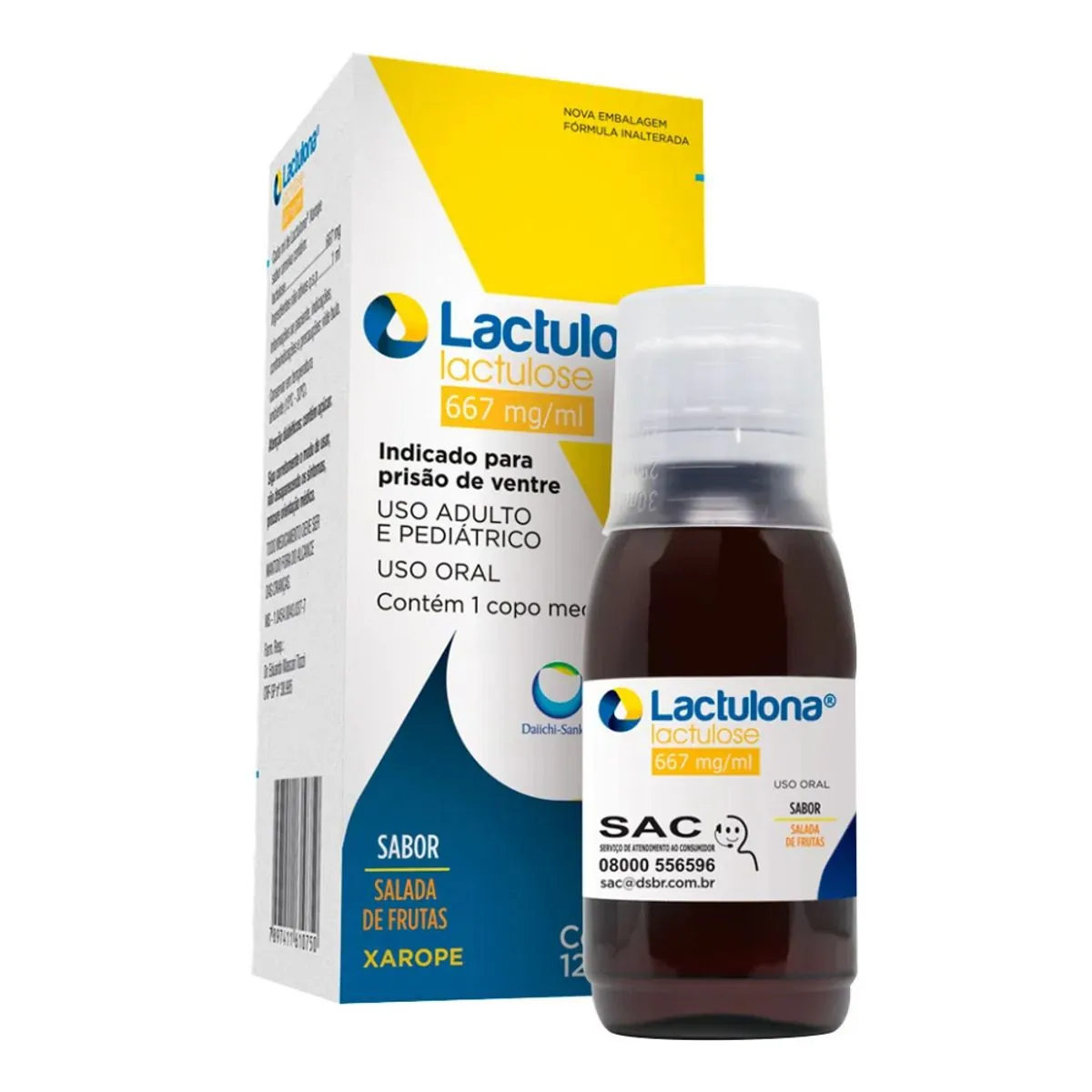 Xarope Lactulona 667mg/ml Salada De Frutas Daiichi Sankyo Caixa 120ml Copo Medidor