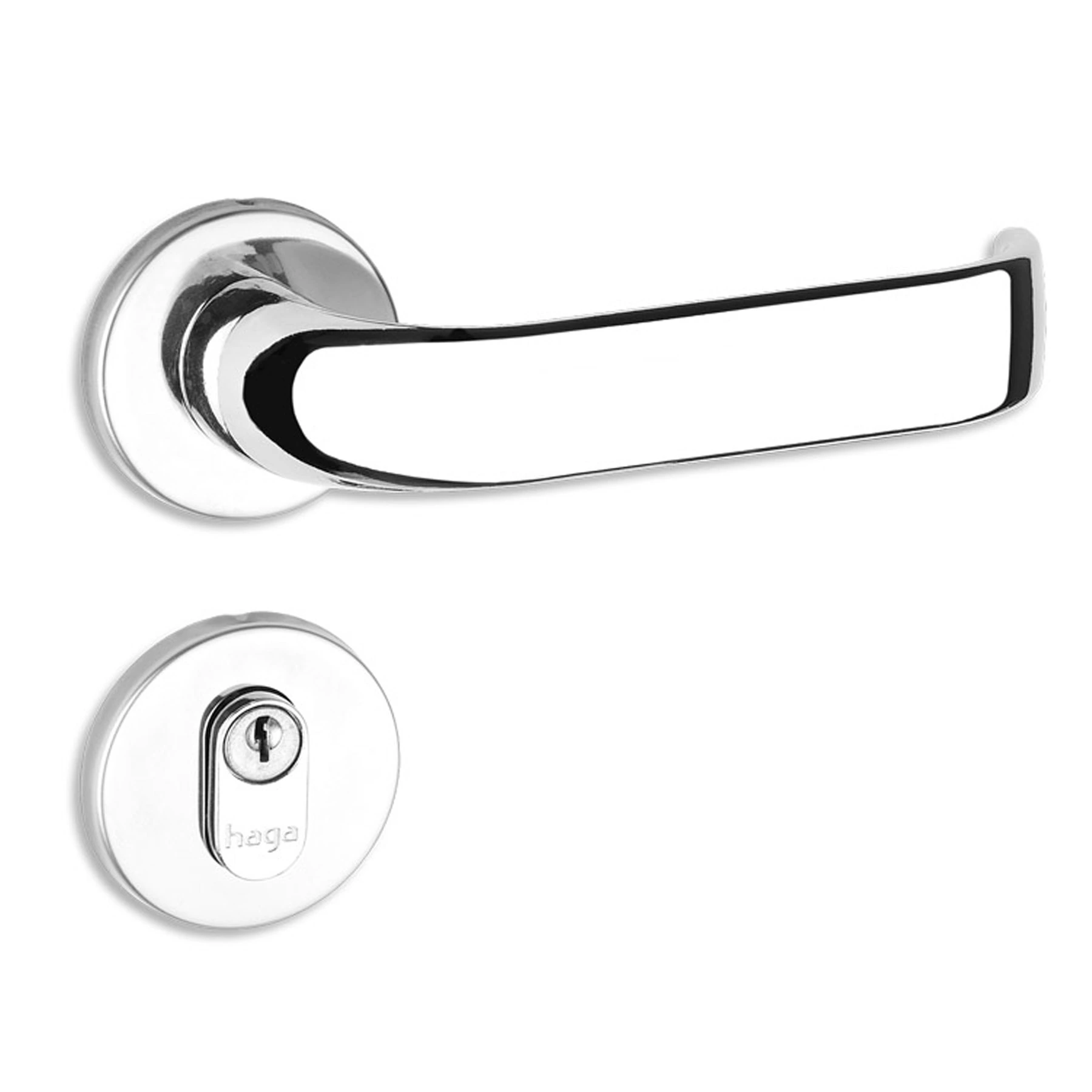 Fechadura Haga para Porta de Entrada Cromado 40mm Chave Simples Brava