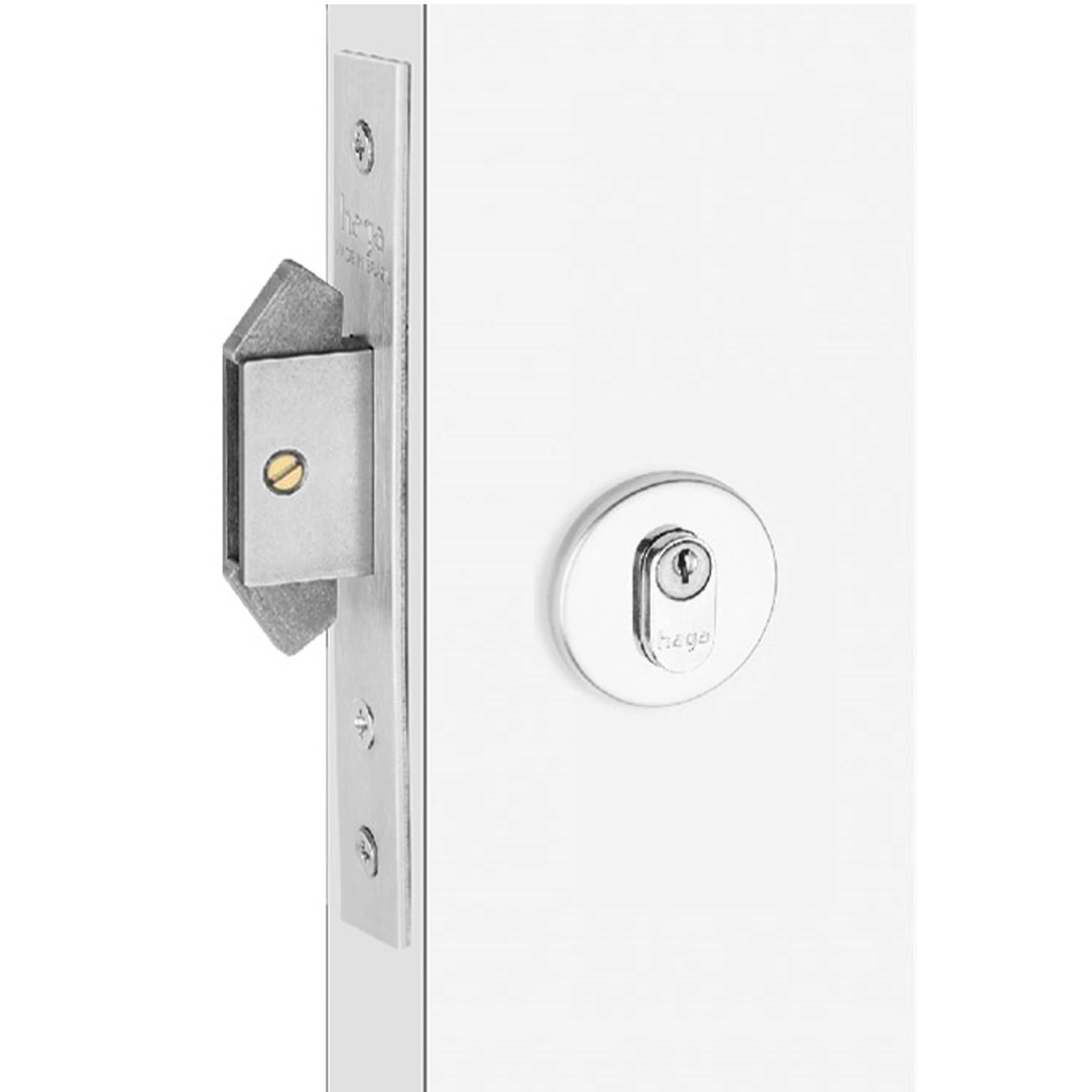 Fechadura Haga Asa de Avião para Porta de Correr Cromado 45mm Inox Chave Simples