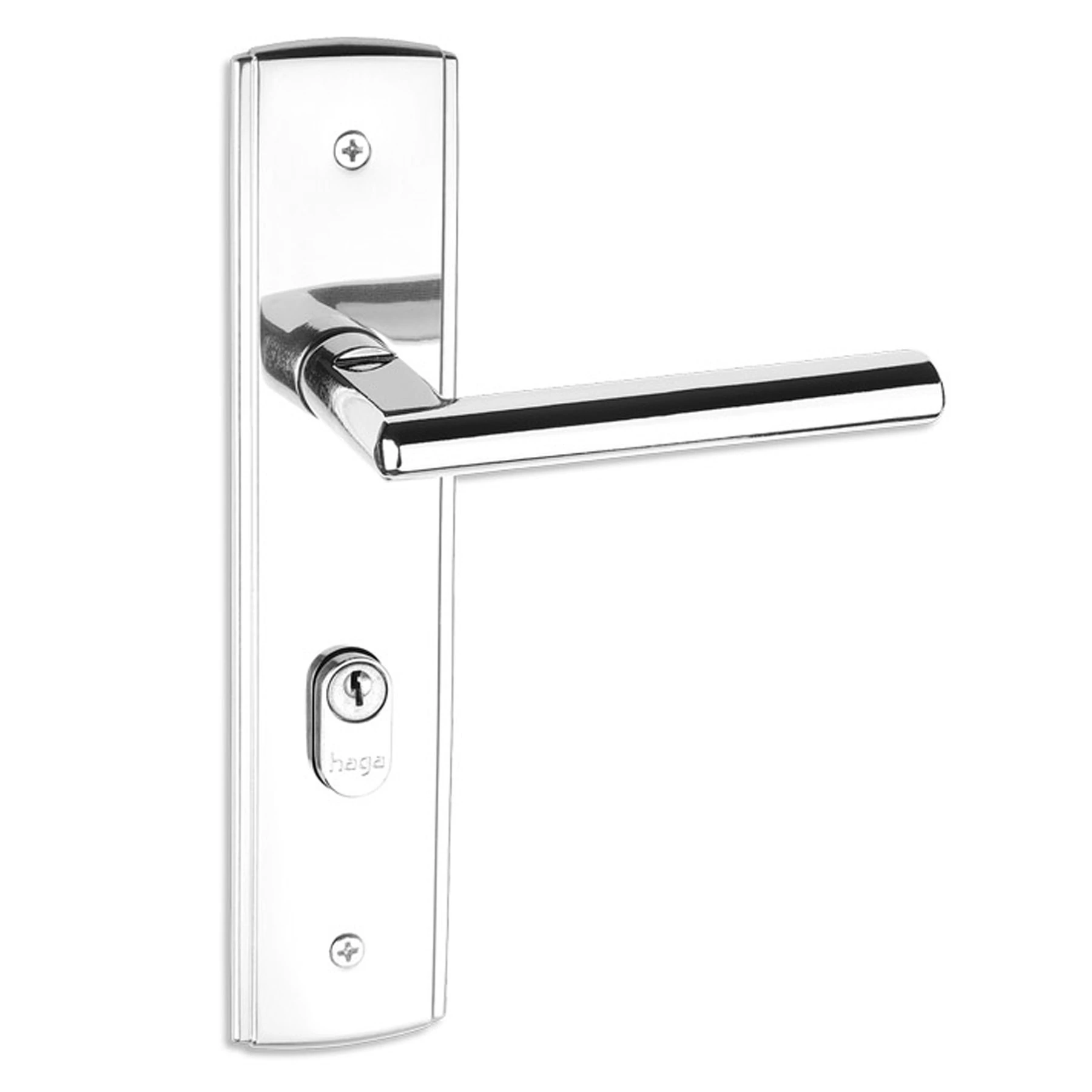 Fechadura Haga para Porta de Entrada Cromado 40mm Chave Simples Squadro