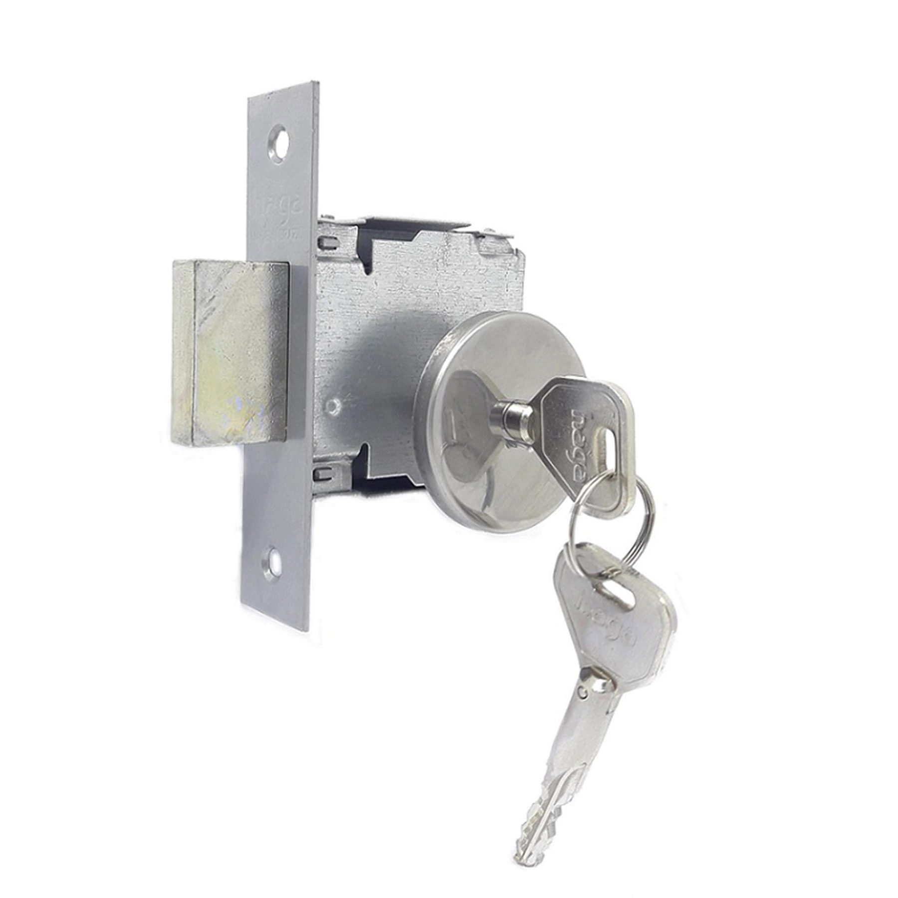 Fechadura Haga Auxiliar para Porta Pivotante Cromado 40mm Inox Chave Tetra 527
