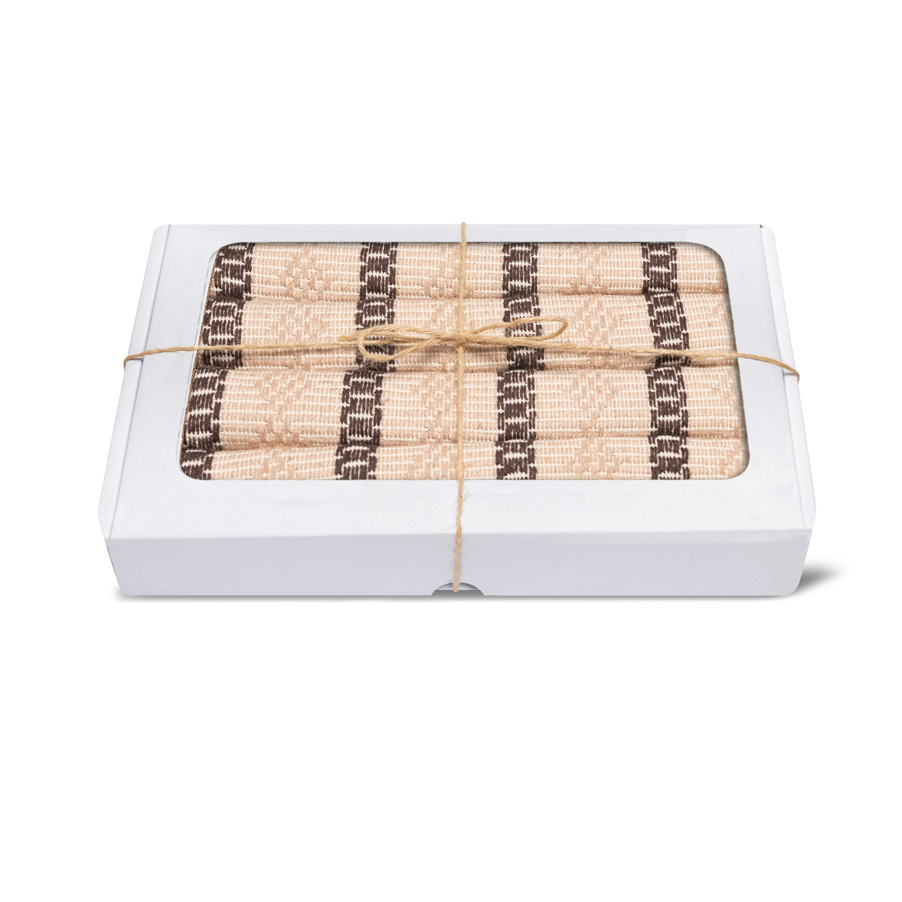 Kit Americano Artesanal 4 Pcs Listrado Rafia Est.12