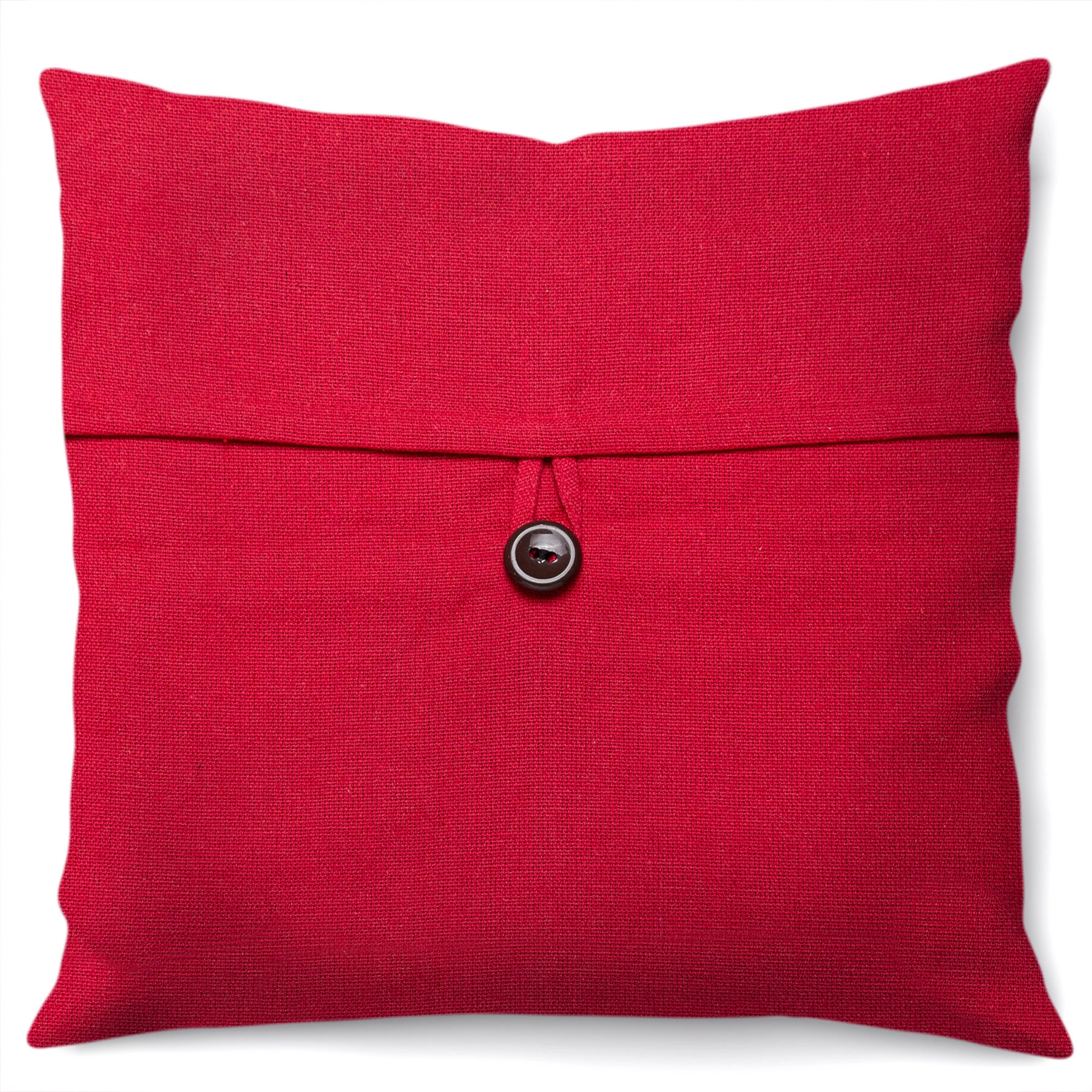 Almofada Artesanal Solid Botao Vermelho 40x40cm