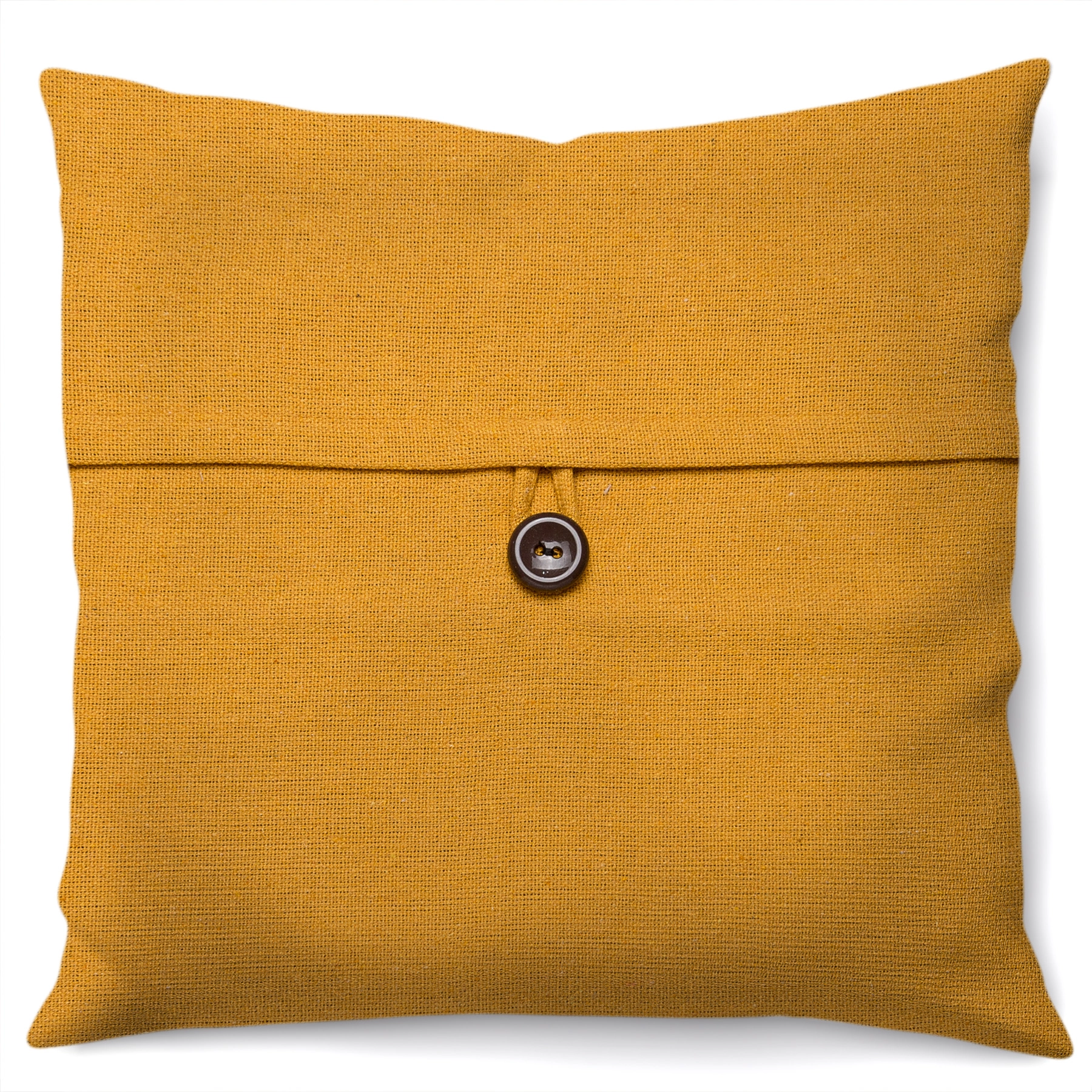 Almofada Artesanal Solid Botao Mostarda 40x40cm