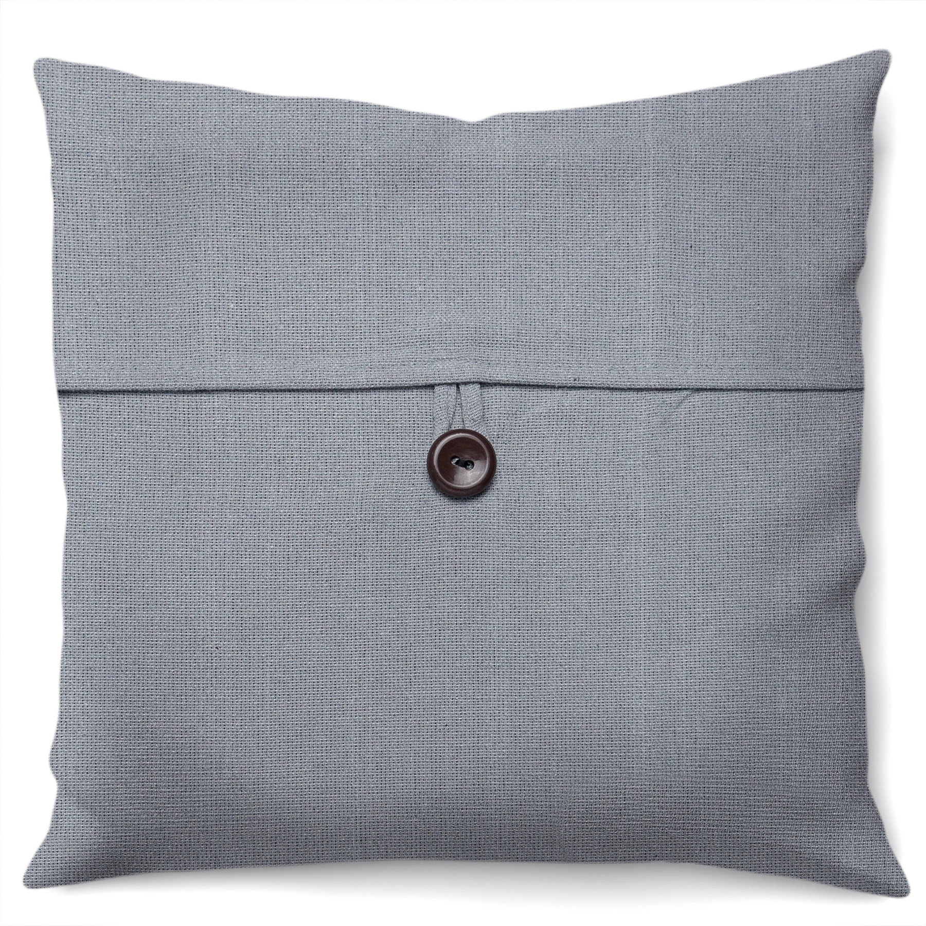 Almofada Artesanal Solid Botao Cinza Claro 40x40cm