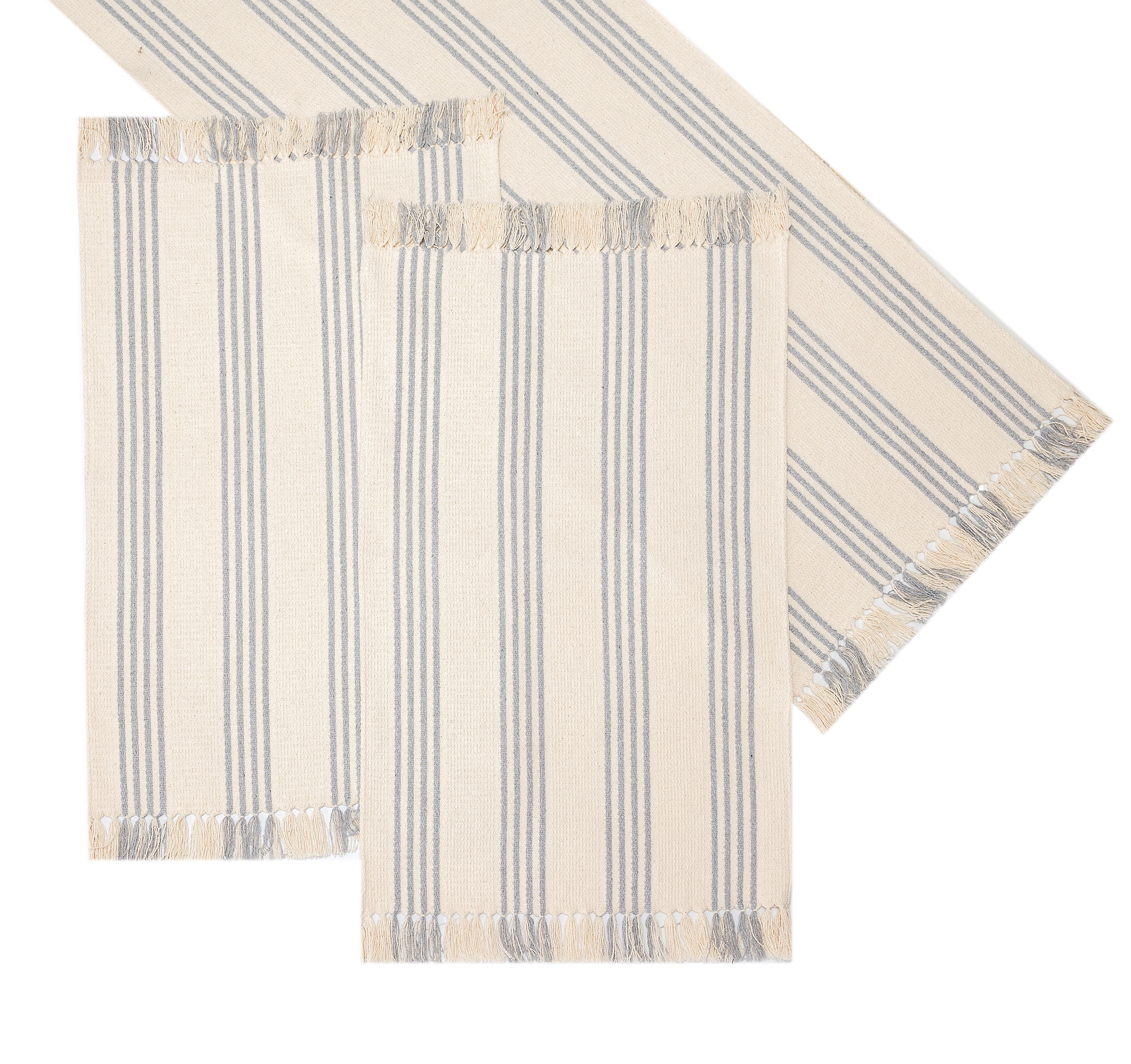 Trilho Artesanal Listrado Cinza Claro 50x140cm