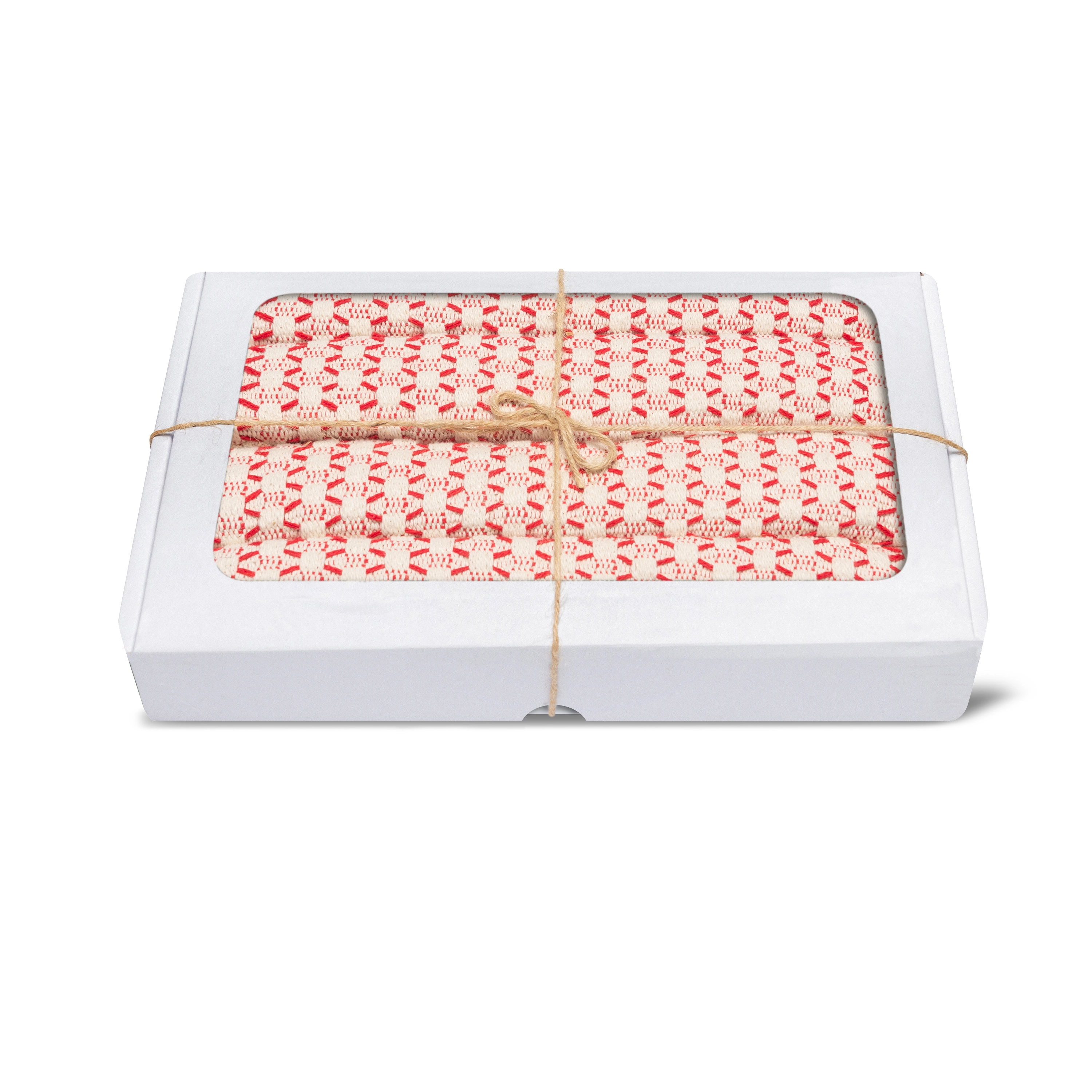 Kit Americano Artesanal 4 Pcs Jacquard Vermelho Est.07