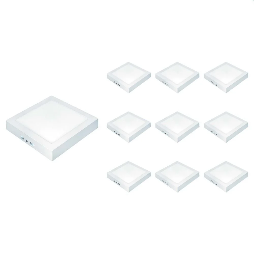 10 Painel De Led Taschibra Quadrado Lux De Sobrepor 24w 3000k Bivolt