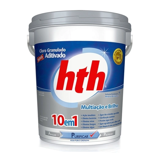 Cloro Aditivado 10 em 1 Granulado Hth Purificar Mineral Brilliance Balde 5,5kg