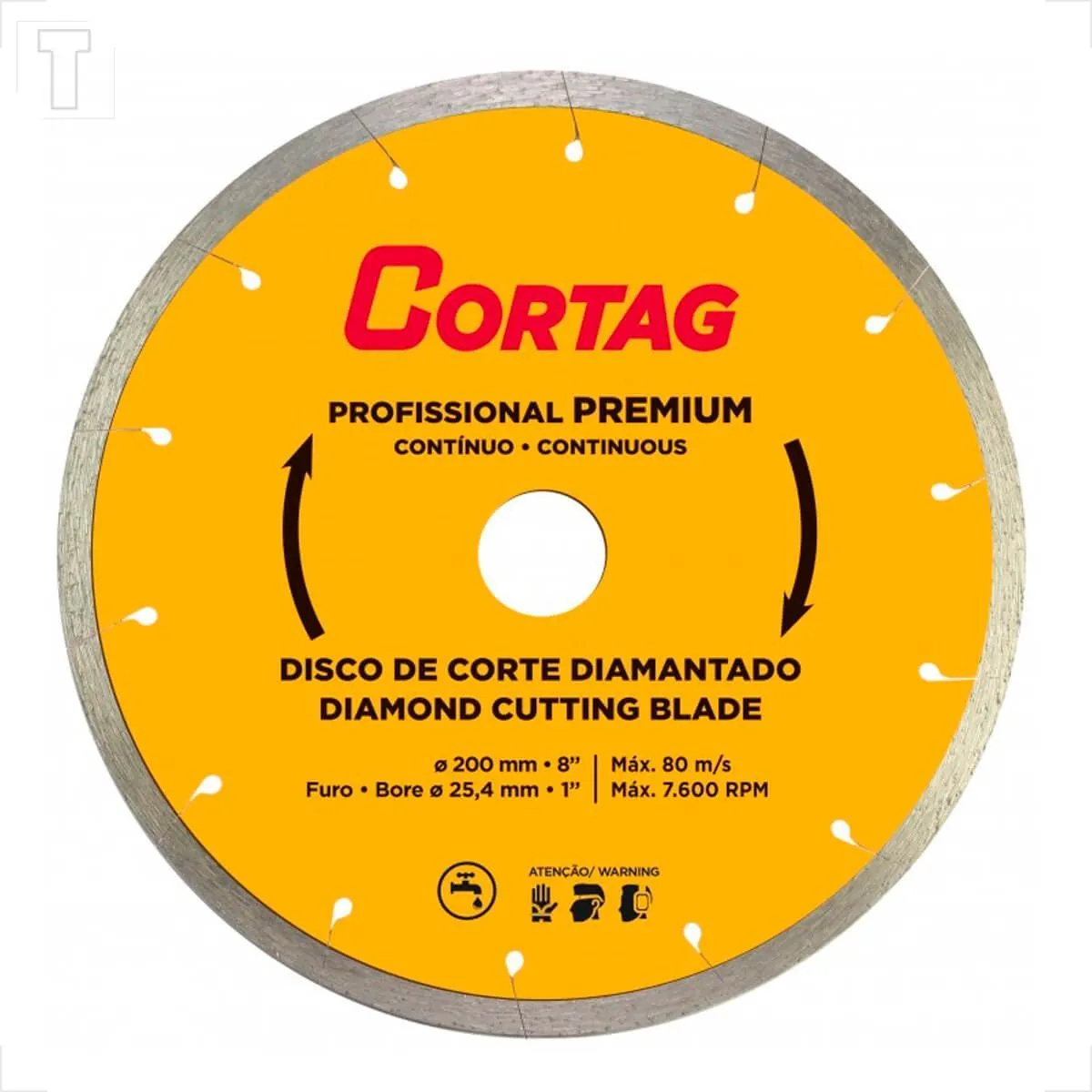 Disco Cortag Zapp 200/1250 Diamantado Continuo Profissional Premium Amarelo