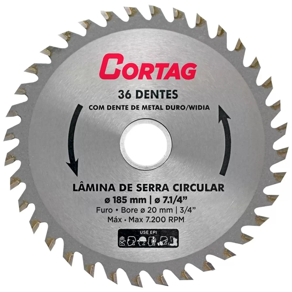 Disco Diamantado Lâmina De Serra Circular 36 Dentes 185mm Cortag