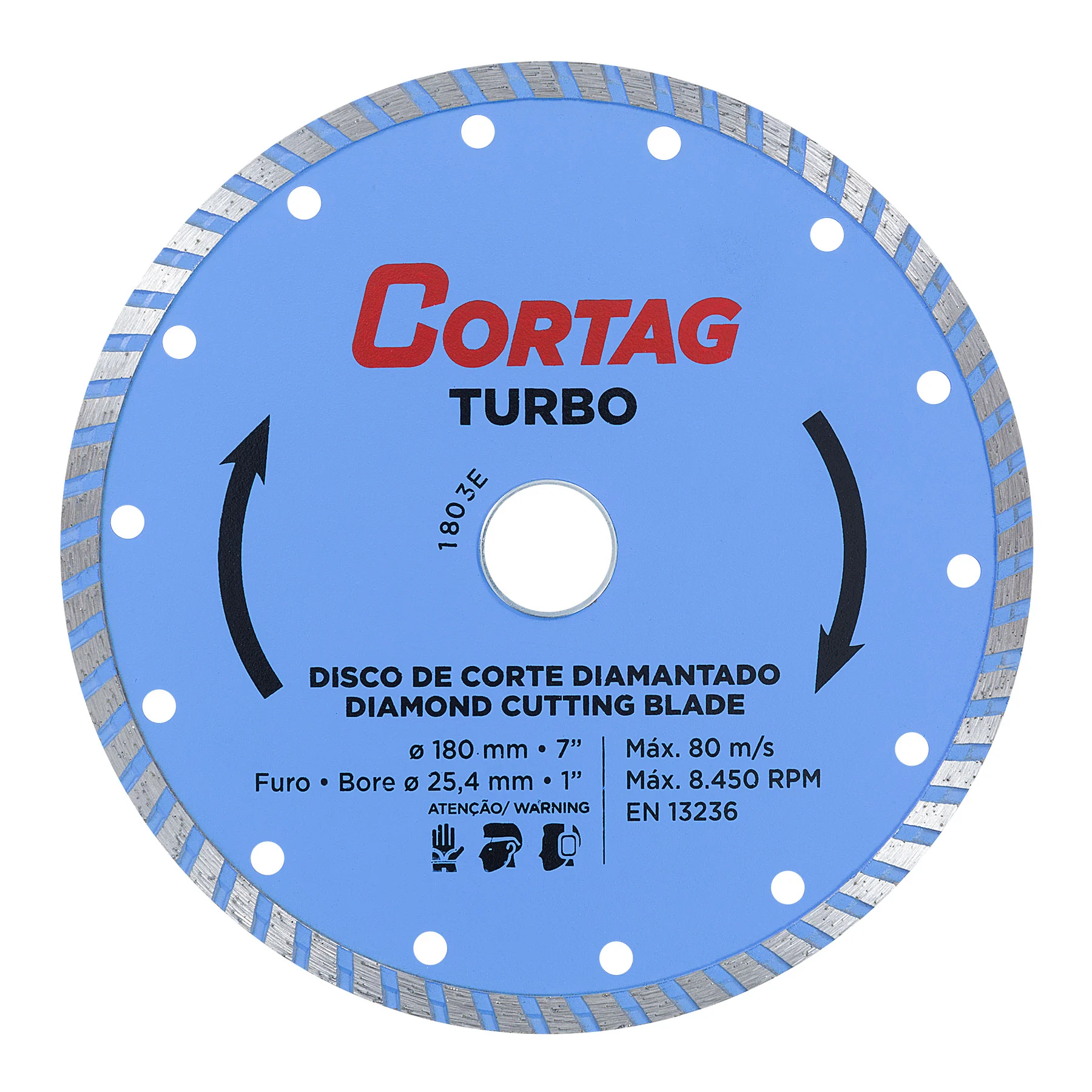 Disco De Corte Diamantado Cortag Turbo - 7 X 180 X 22,23 Mm