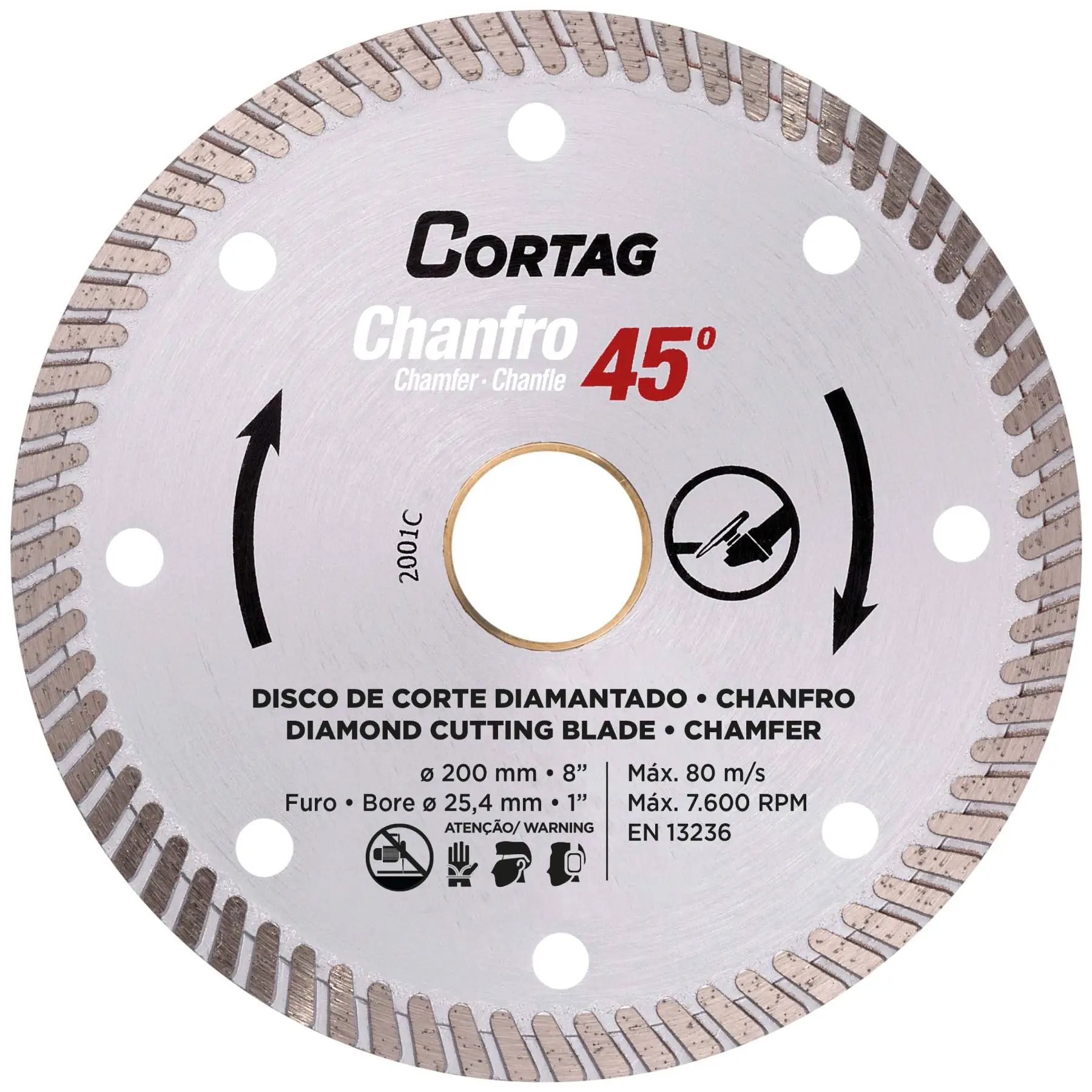 Disco de Corte Diamantado para Porcelanato e Cerâmica 8" 200mm 1 unidade Cortag