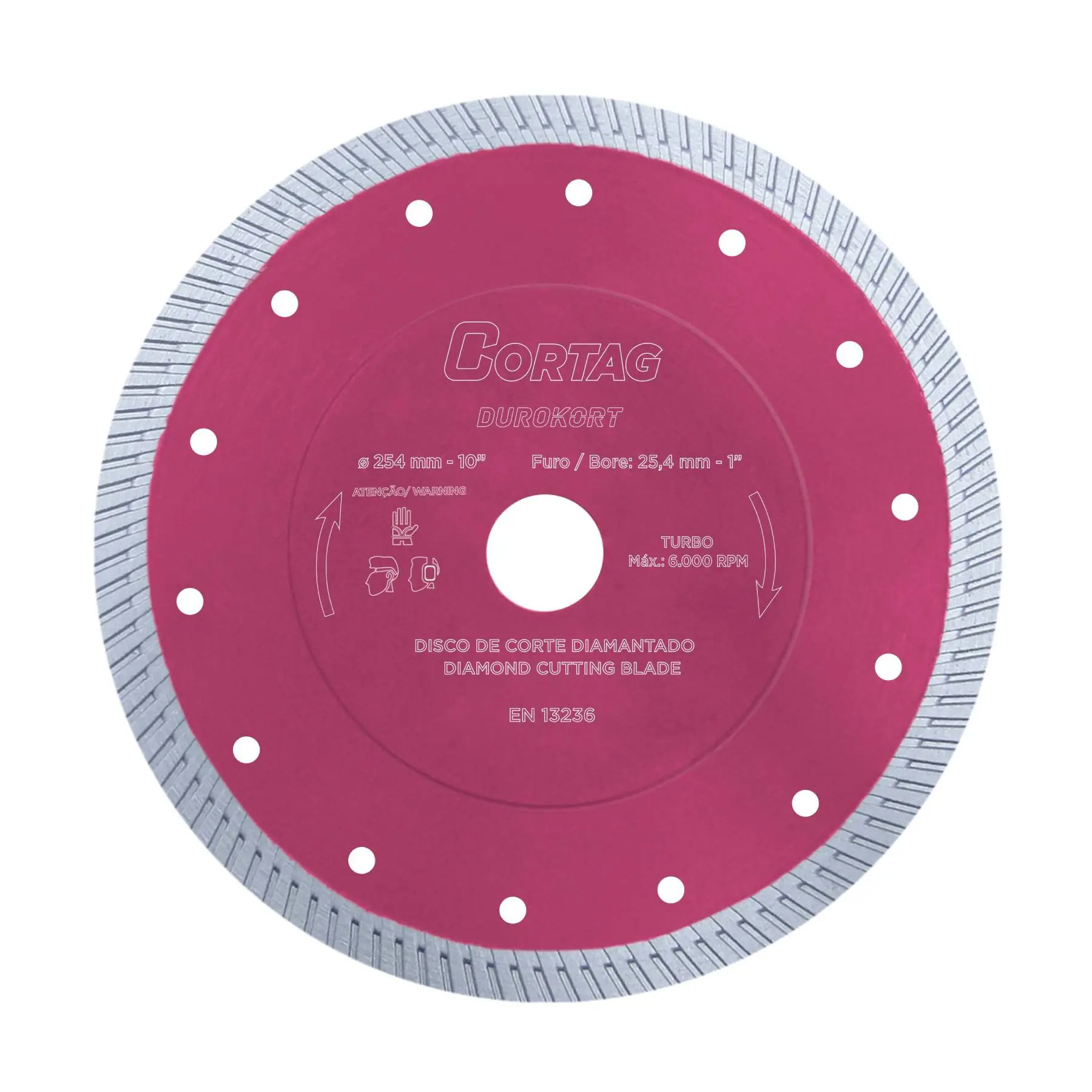 Disco de Corte Diamantado para Porcelanato e Cerâmica 10" 254mm 1 unidade Cortag