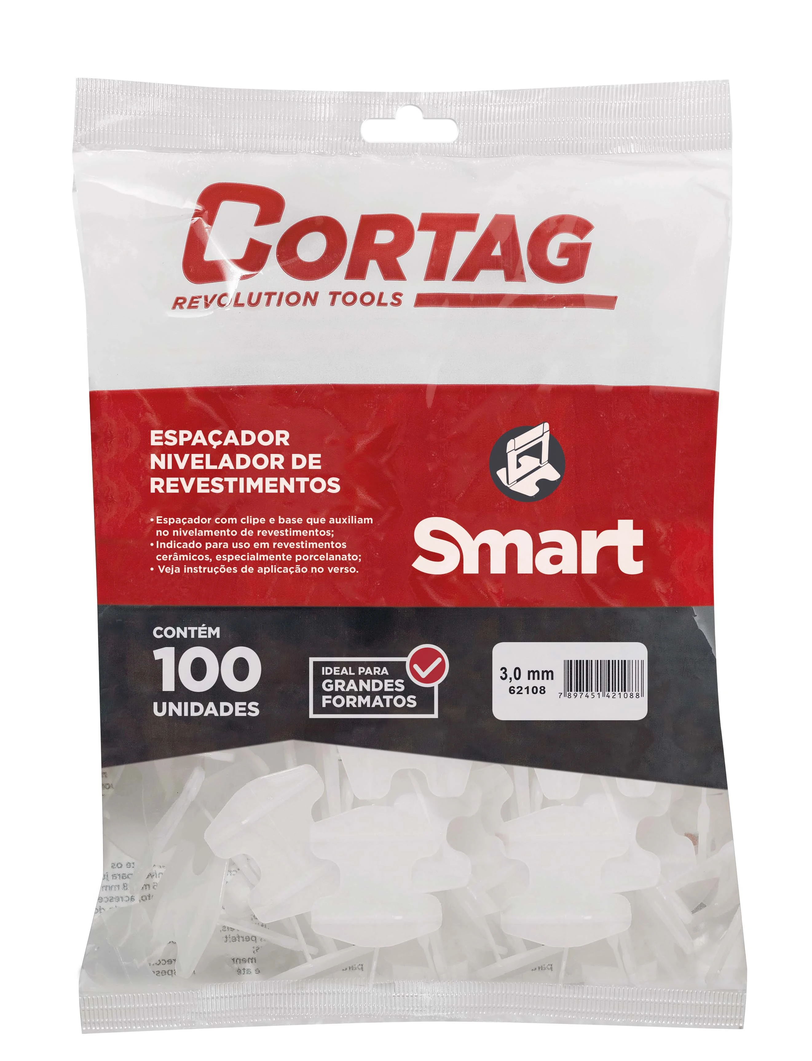 Espaçador Nivelador 3,0mm Smart Cortag Pacote com 100 Unidades