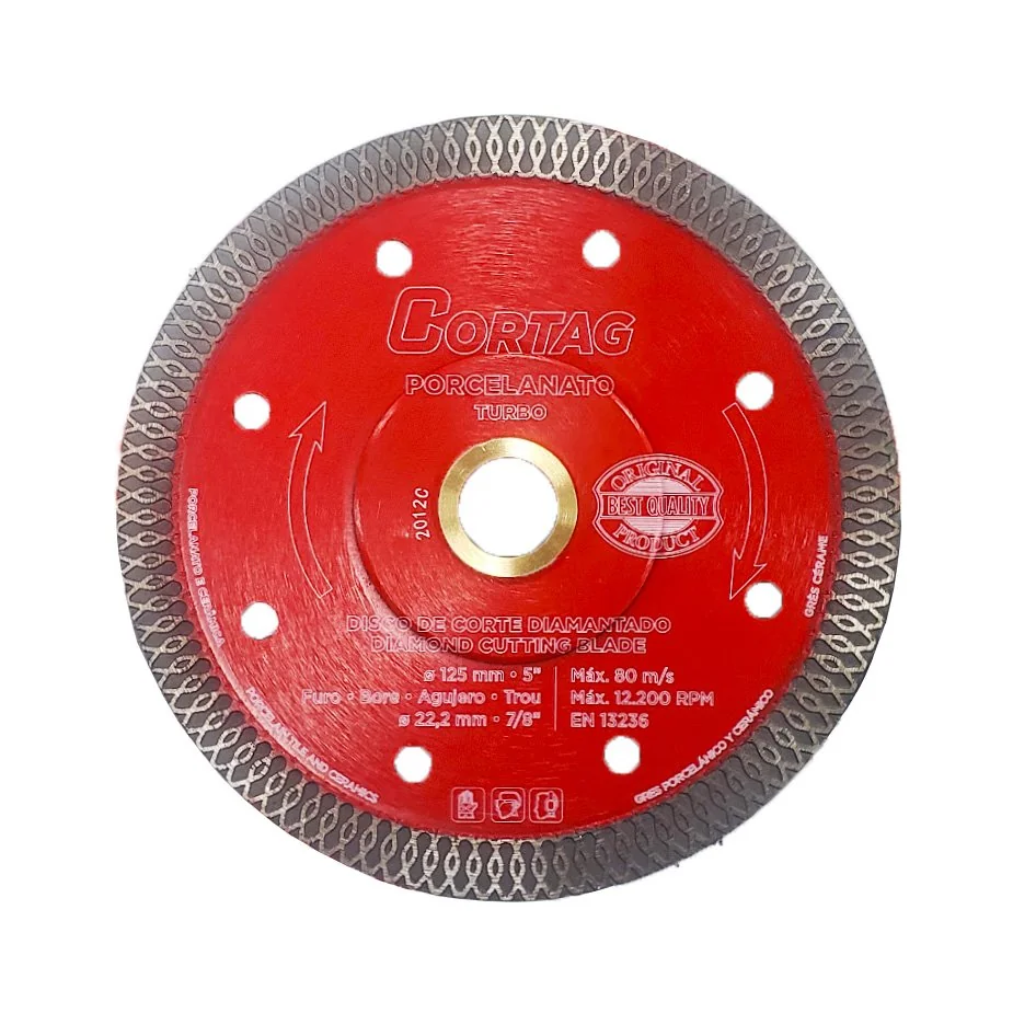 Disco Diamantado Porcelanato 125mm Furo 22,22mm Turbo Esmerilhadeira 62141 Cortag
