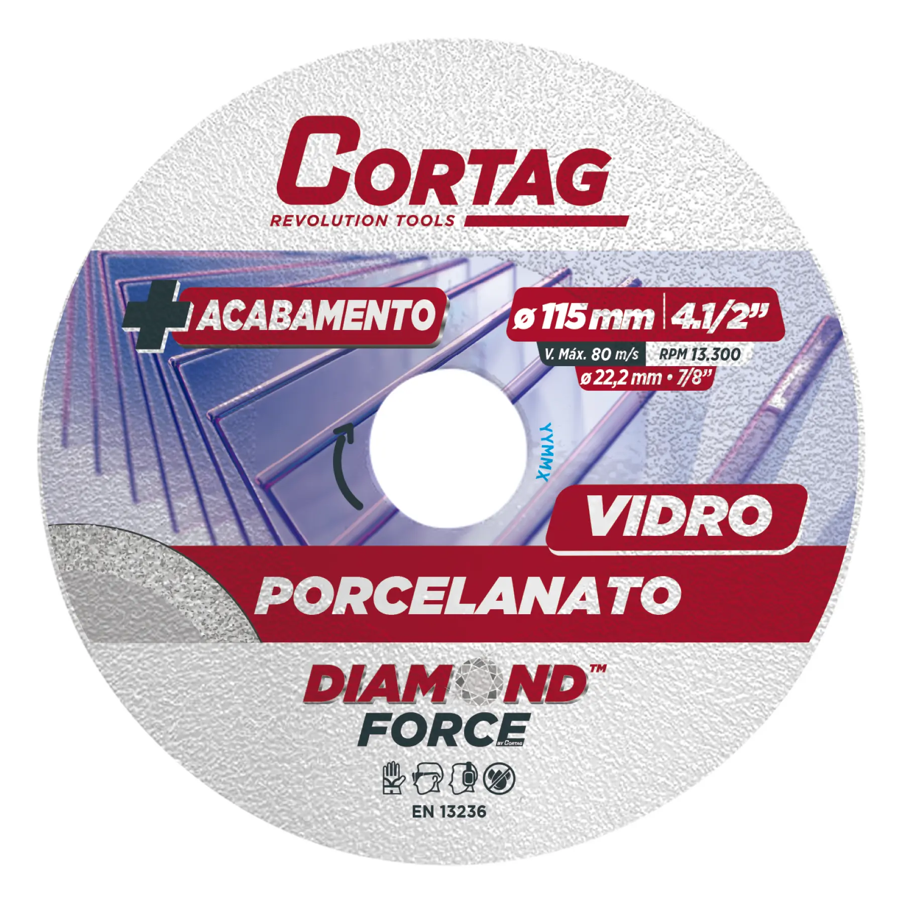 Disco de Corte Diamantado para Vidro 4.1/2" 115mm 1 unidade Cortag