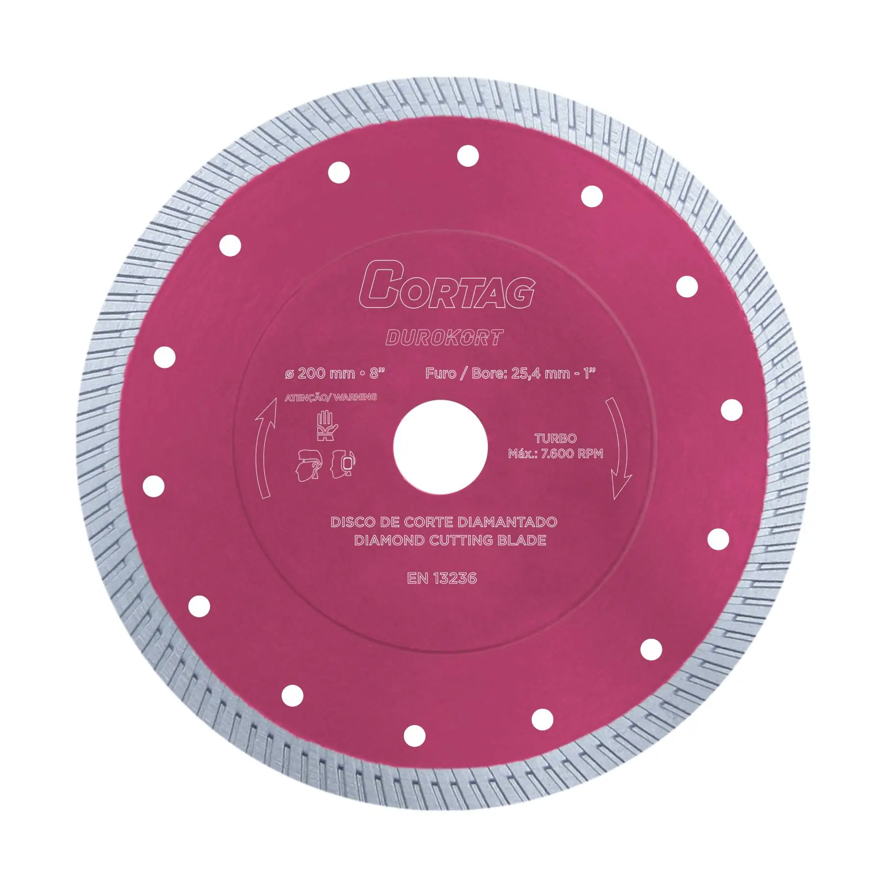 Disco de Corte Diamantado para Porcelanato e Cerâmica 8" 200mm 1 unidade Cortag