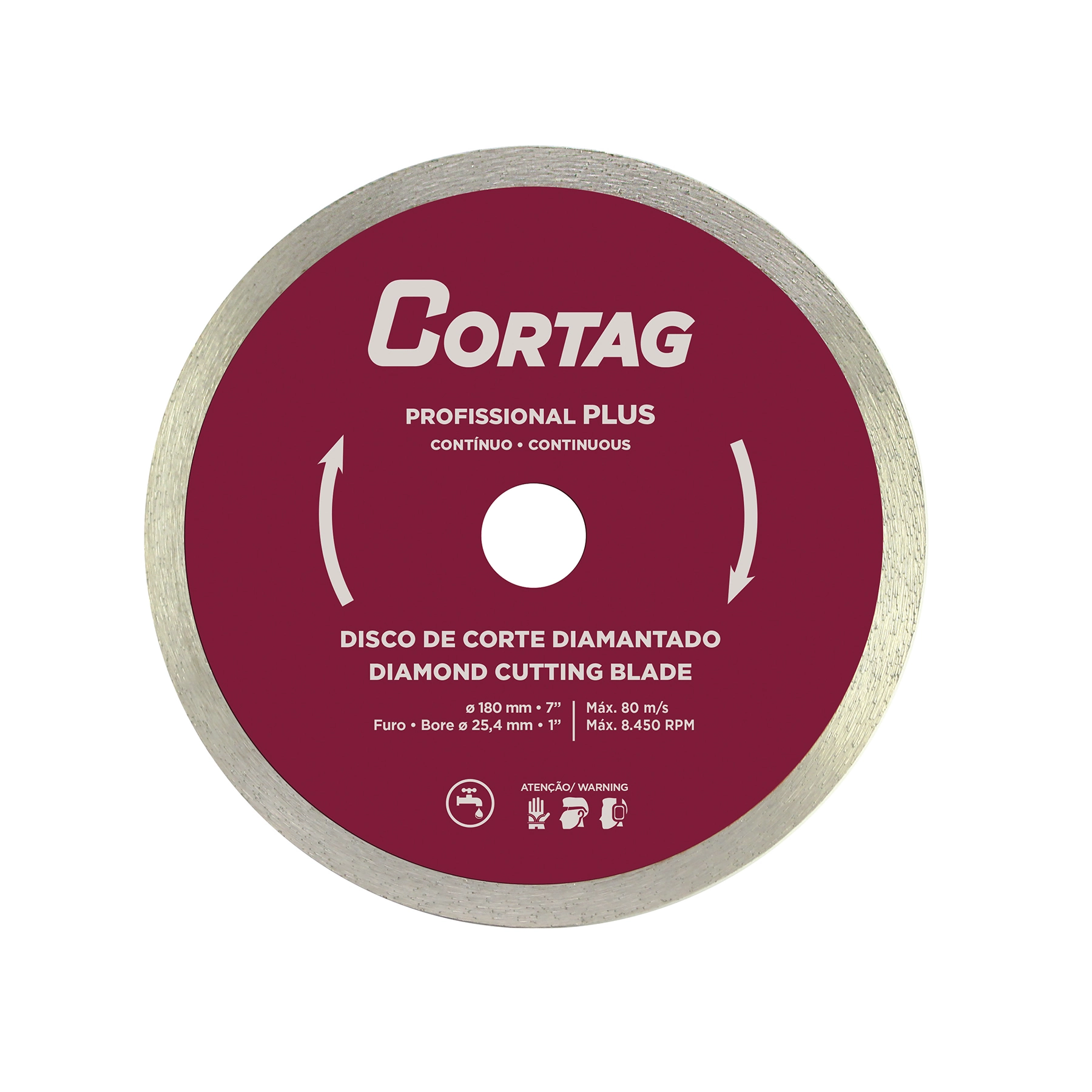 Disco de Corte Diamantado para Porcelanato e Cerâmica 7" 180mm 1 unidade 60403 Plus Cortag