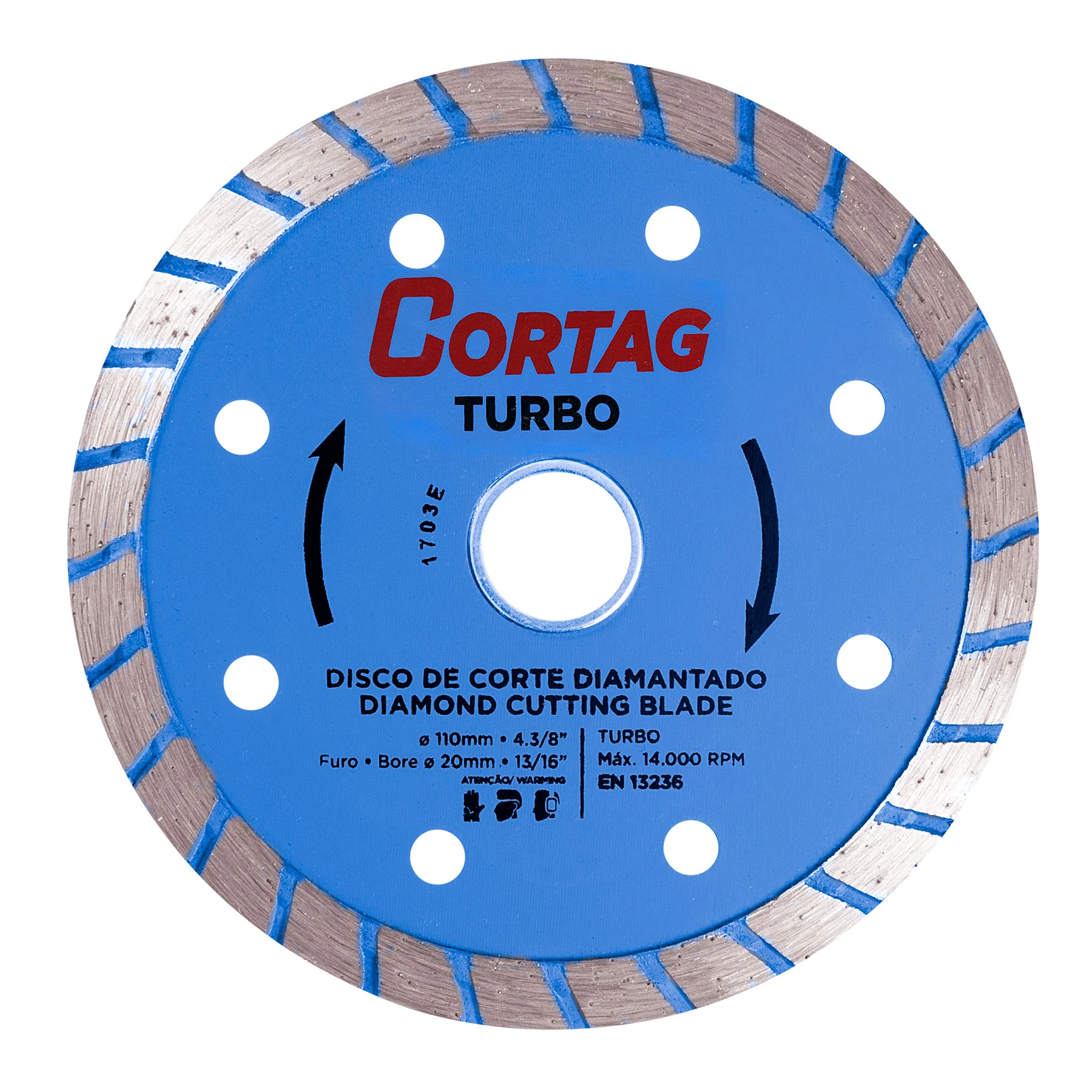 Disco De Corte Diamantado Cortag Turbo - 110 Mm X 4.3/8 "
