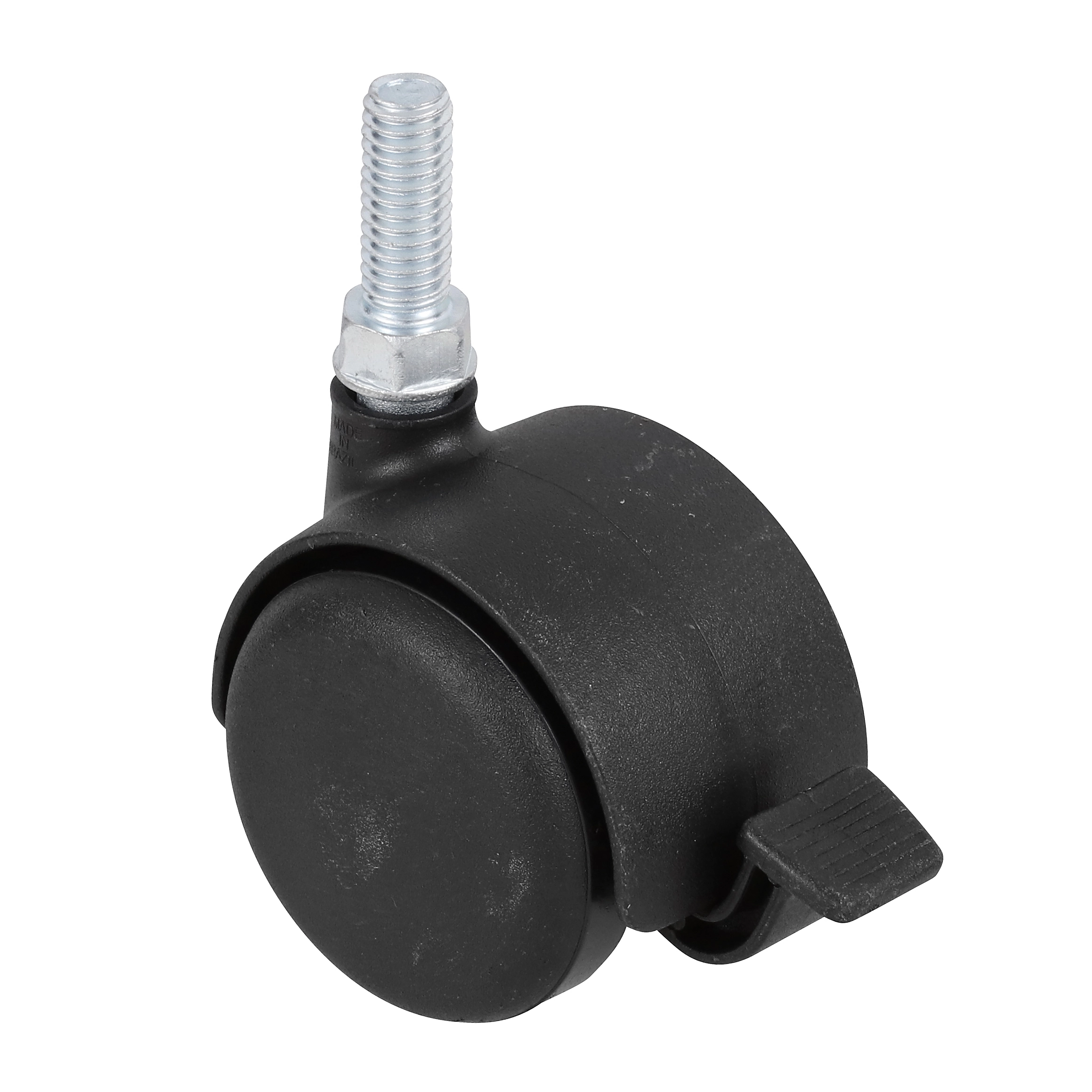 Rodízio para Móveis com Parafuso 40kg Plástico com Freio Giratório 50mm Preto 1 peça