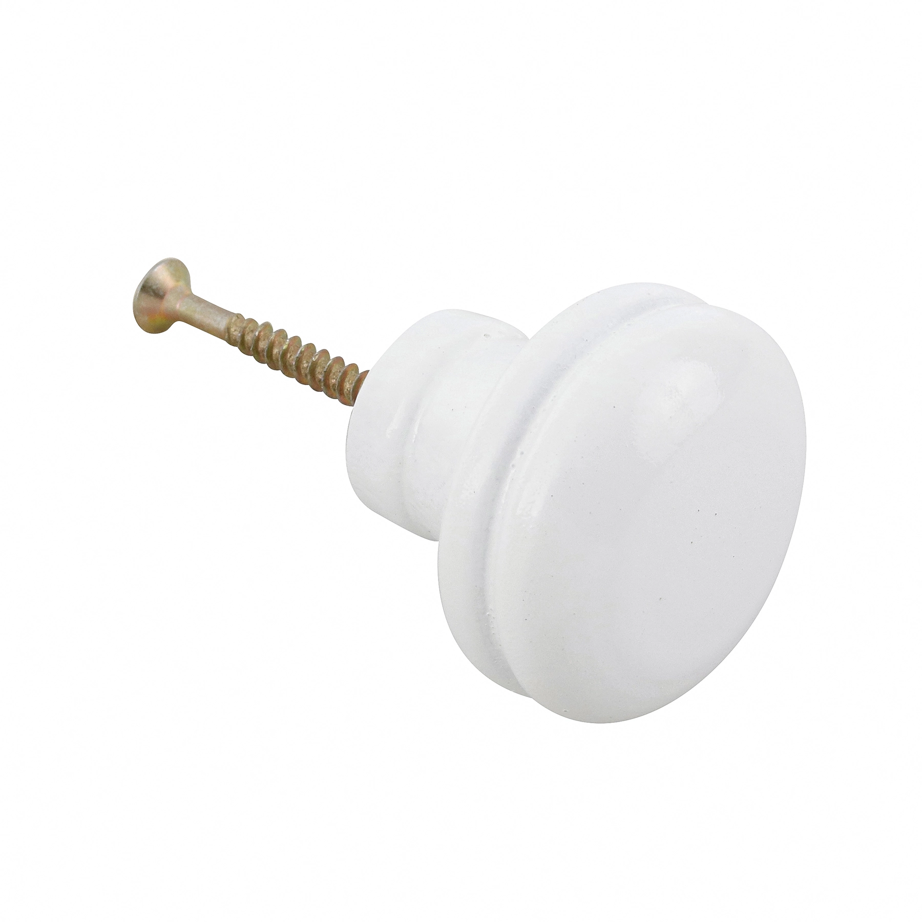 Kit de Puxadores Botão para Móveis 33mm Branco Pintado 25 peças