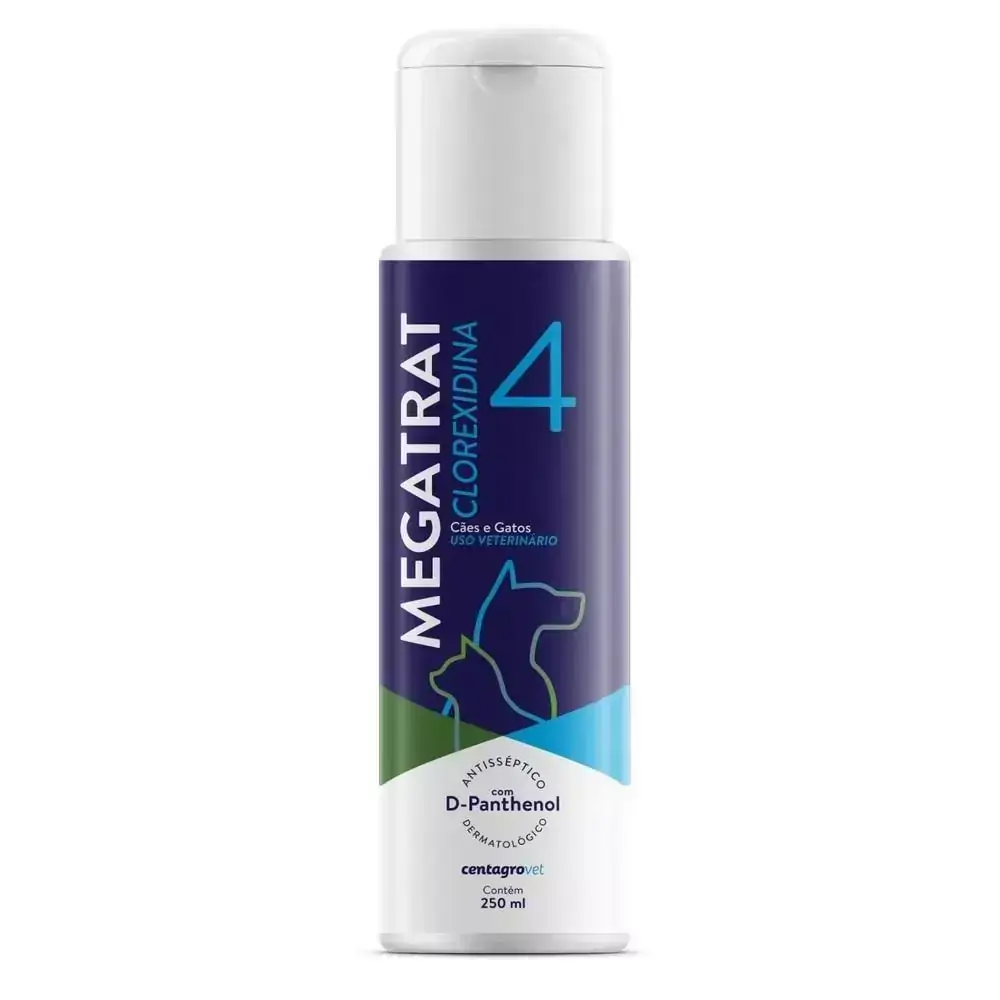 Megatrat Clorexidina 4 - Antisséptico com D-Panthenol para cães e gatos (250ml) - Centagro