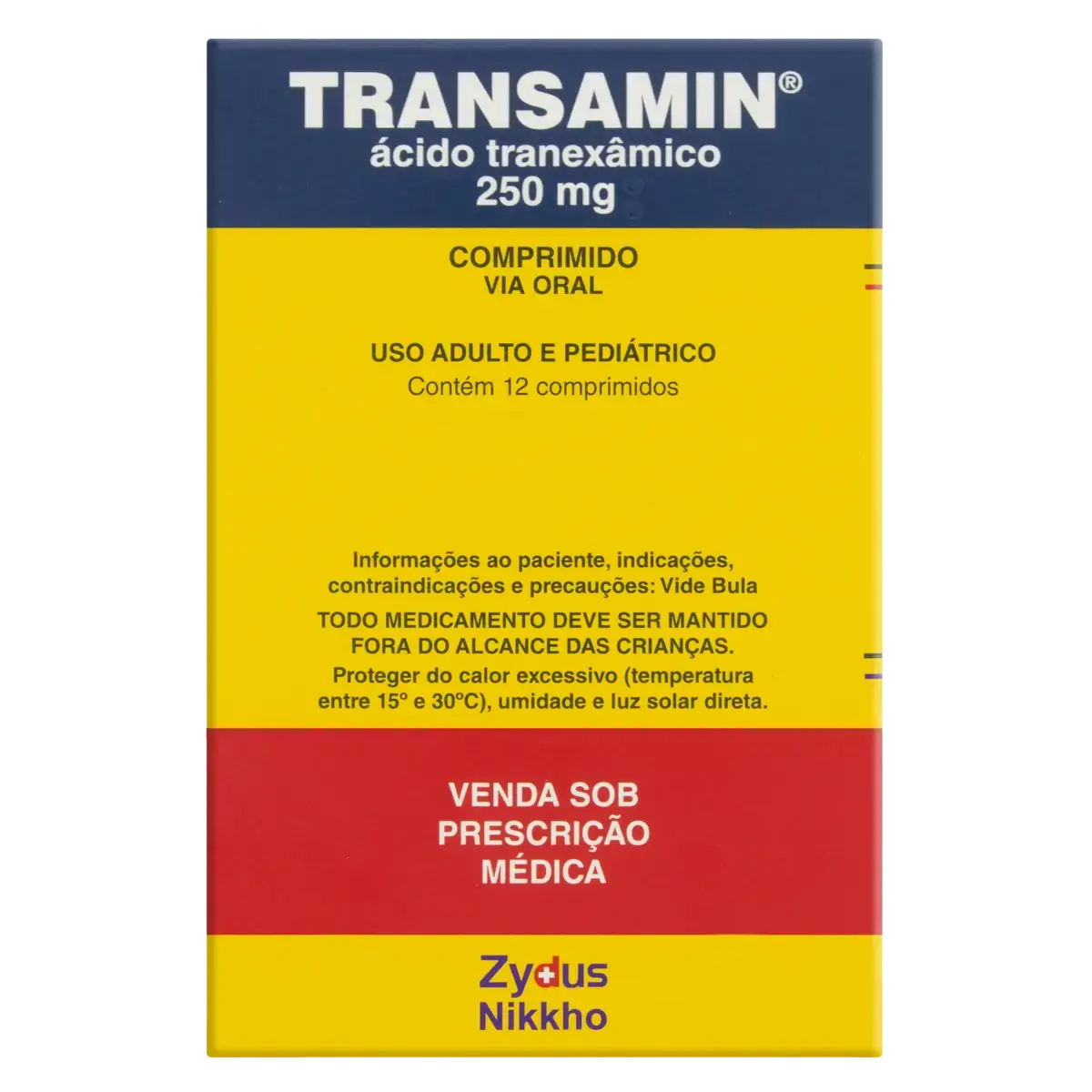 Transamin 250mg Zydus Nikkho Caixa 12 Comprimidos