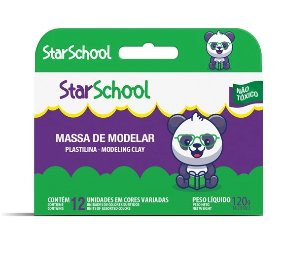 Starschool Massa Modelar 120g 12 Cores 6x1 R4400