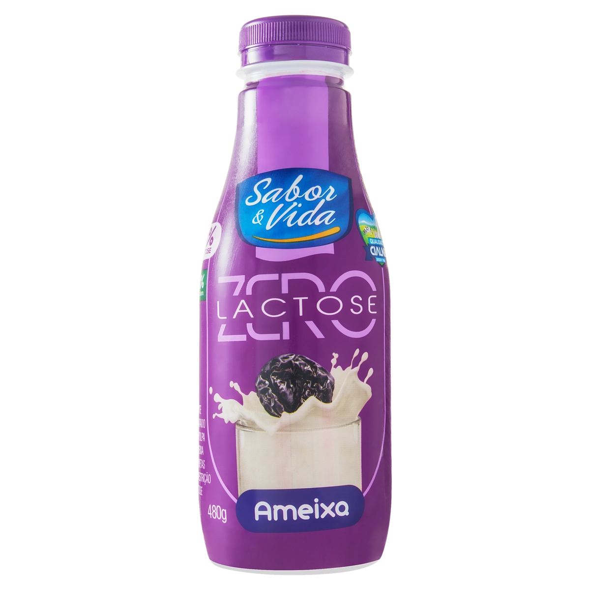 Iogurte Desnatado Ameixa Zero Lactose Sabor Vida Frasco 480g