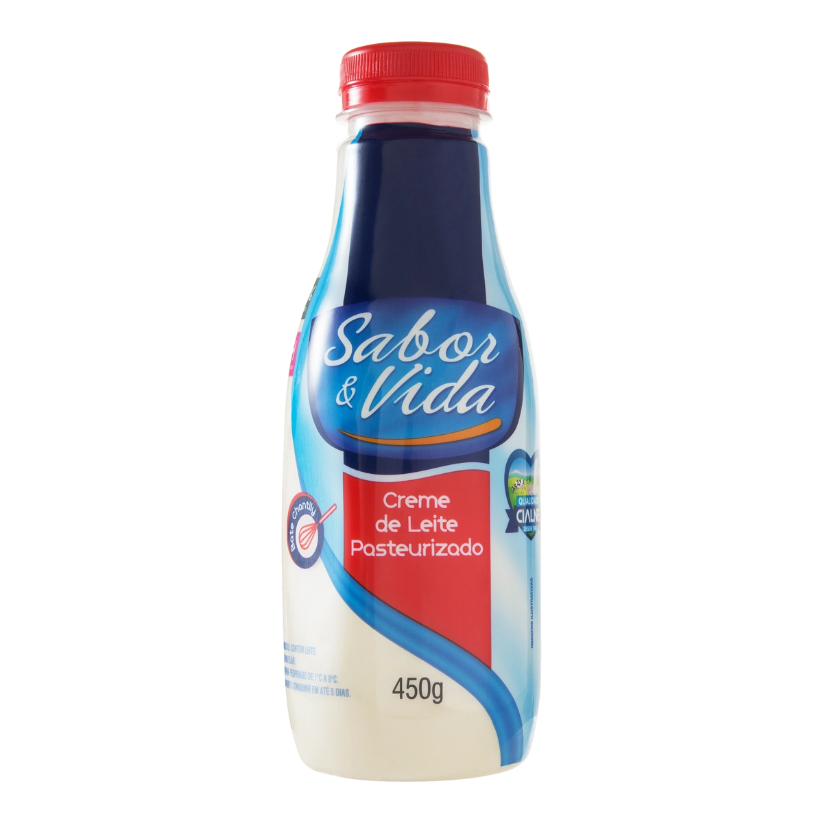 Creme De Leite Pasteurizado Bate Chantilly Sabor Vida Garrafa 450g