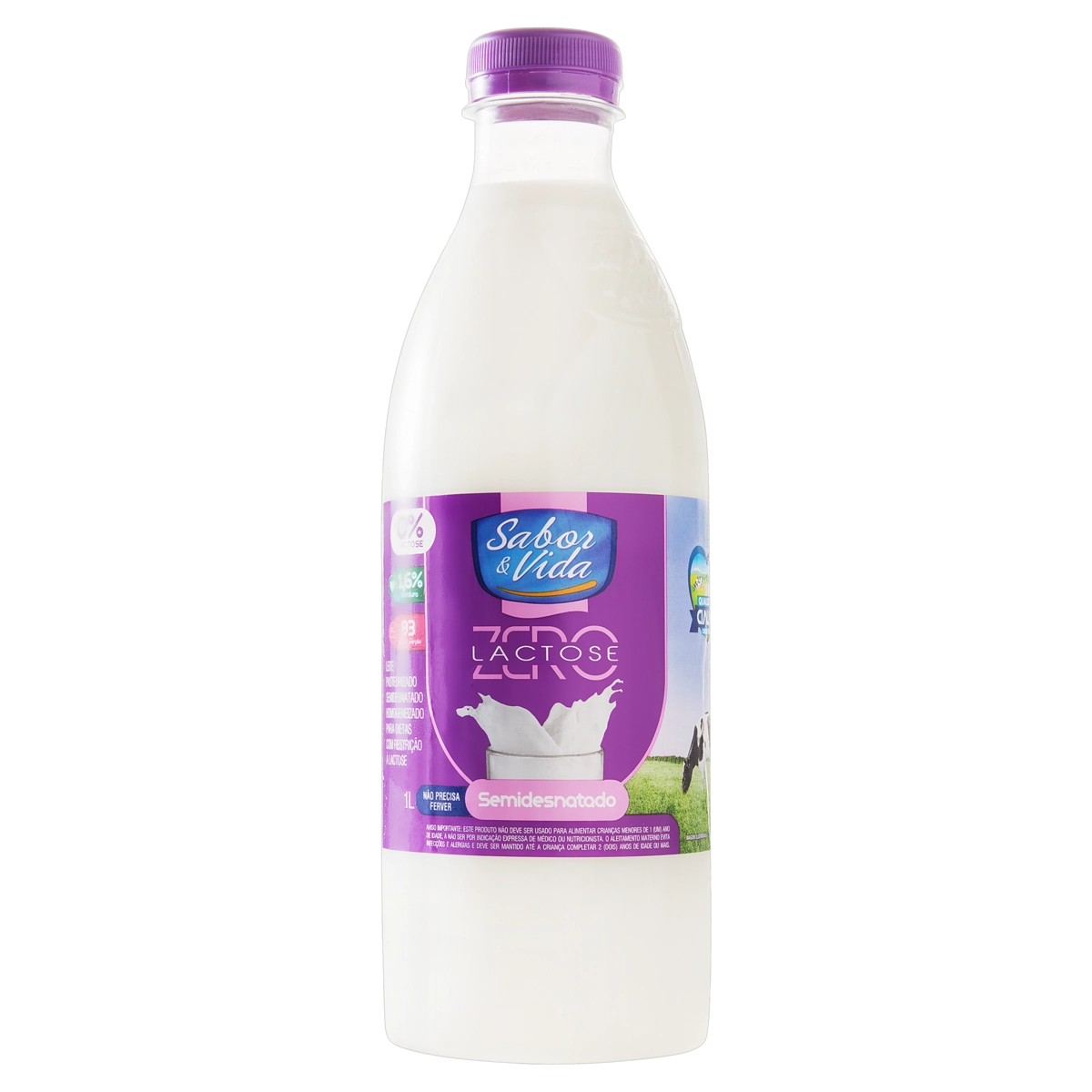 Leite Pasteurizado Homogeneizado Semidesnatado Zero Lactose Sabor Vida Garrafa 1l