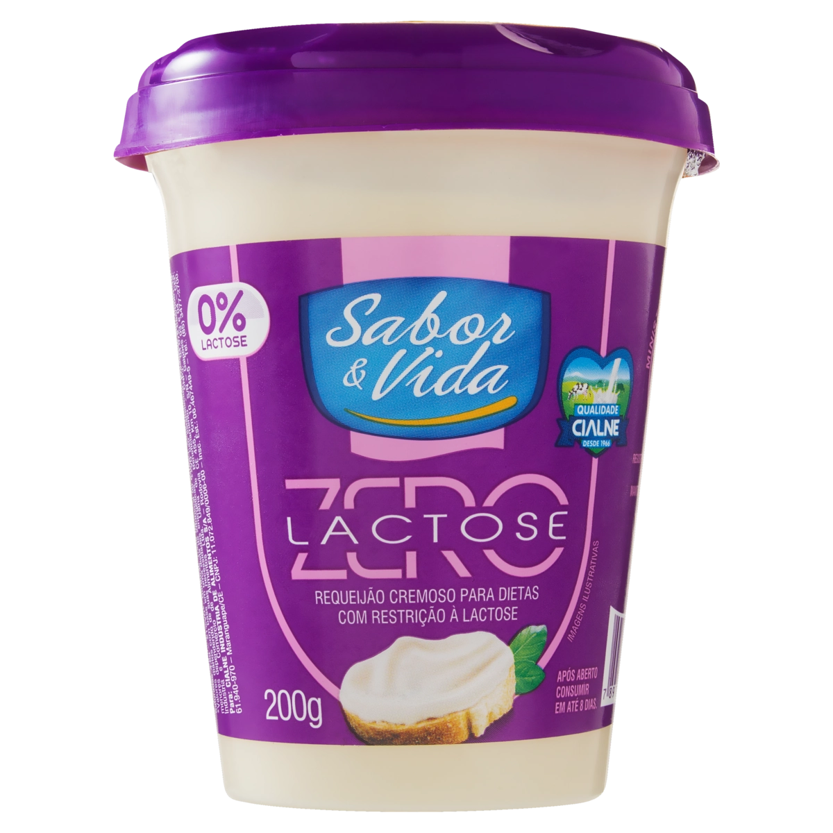 Requeijão Cremoso Zero Lactose Sabor Vida Copo 200g