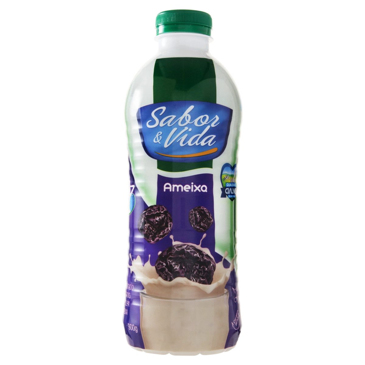 Leite Fermentado Desnatado Ameixa Sabor Vida Garrafa 900g