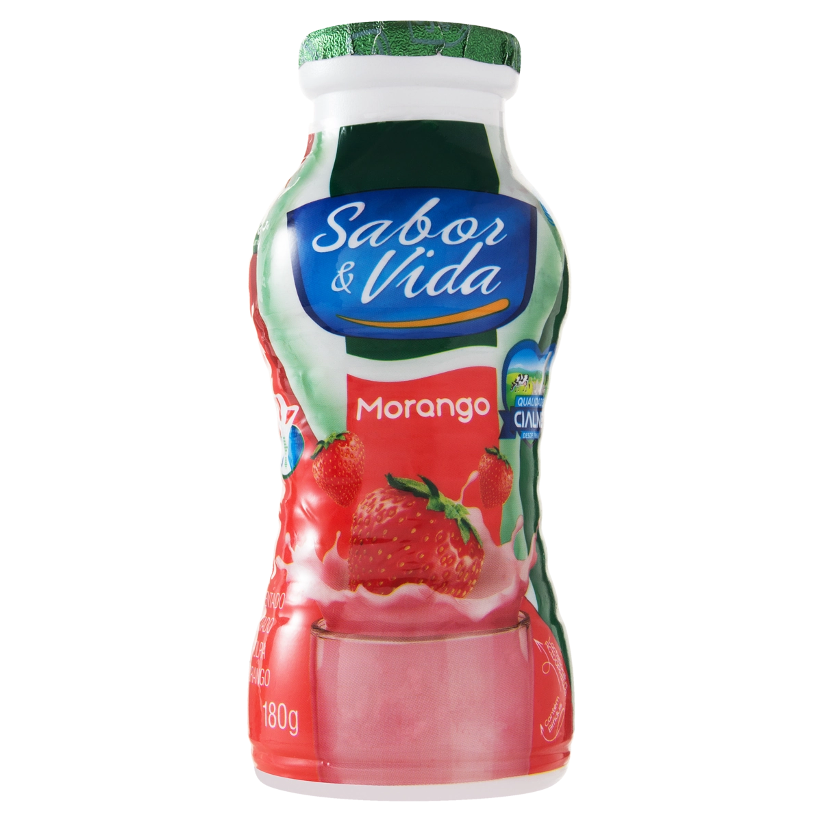 Leite Fermentado Desnatado Morango Sabor Vida Frasco 180g