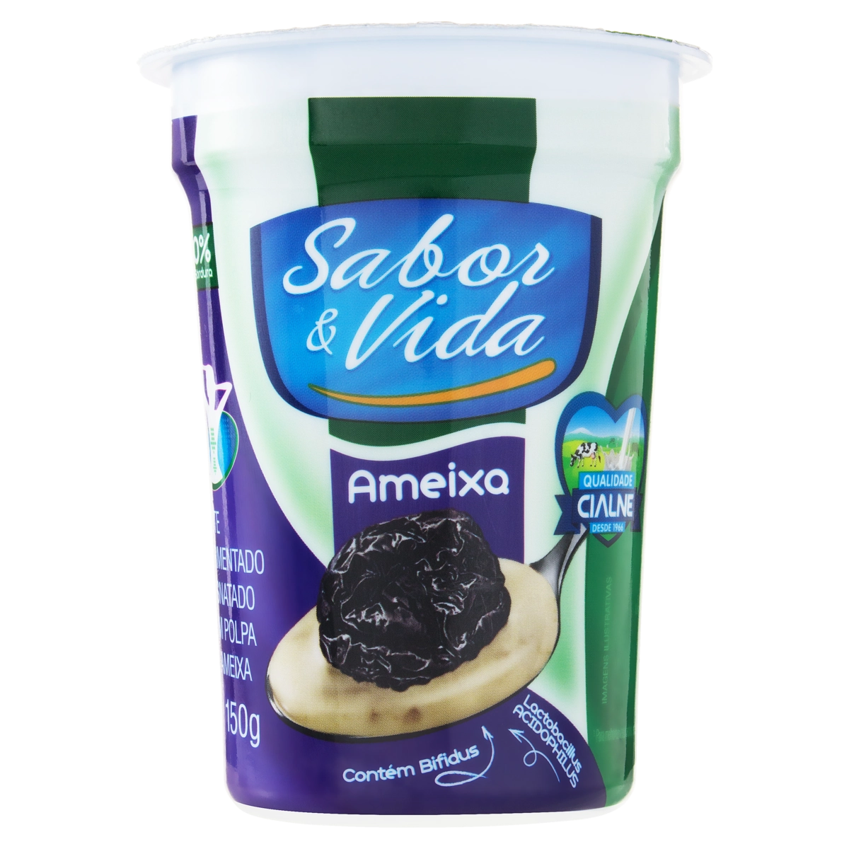 Leite Fermentado Desnatado Ameixa Sabor Vida Pote 150g