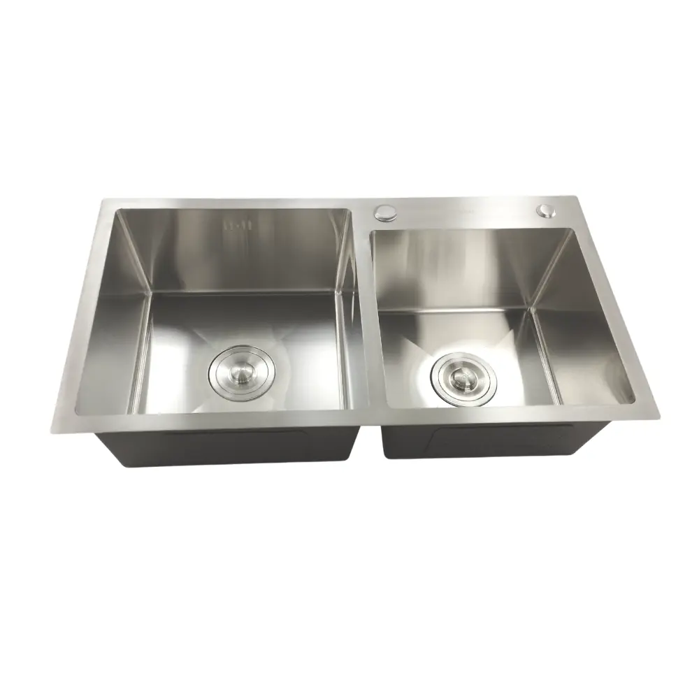 Cuba Dupla Quadrada Para Cozinha Safira Aço Inox Esco 78x43